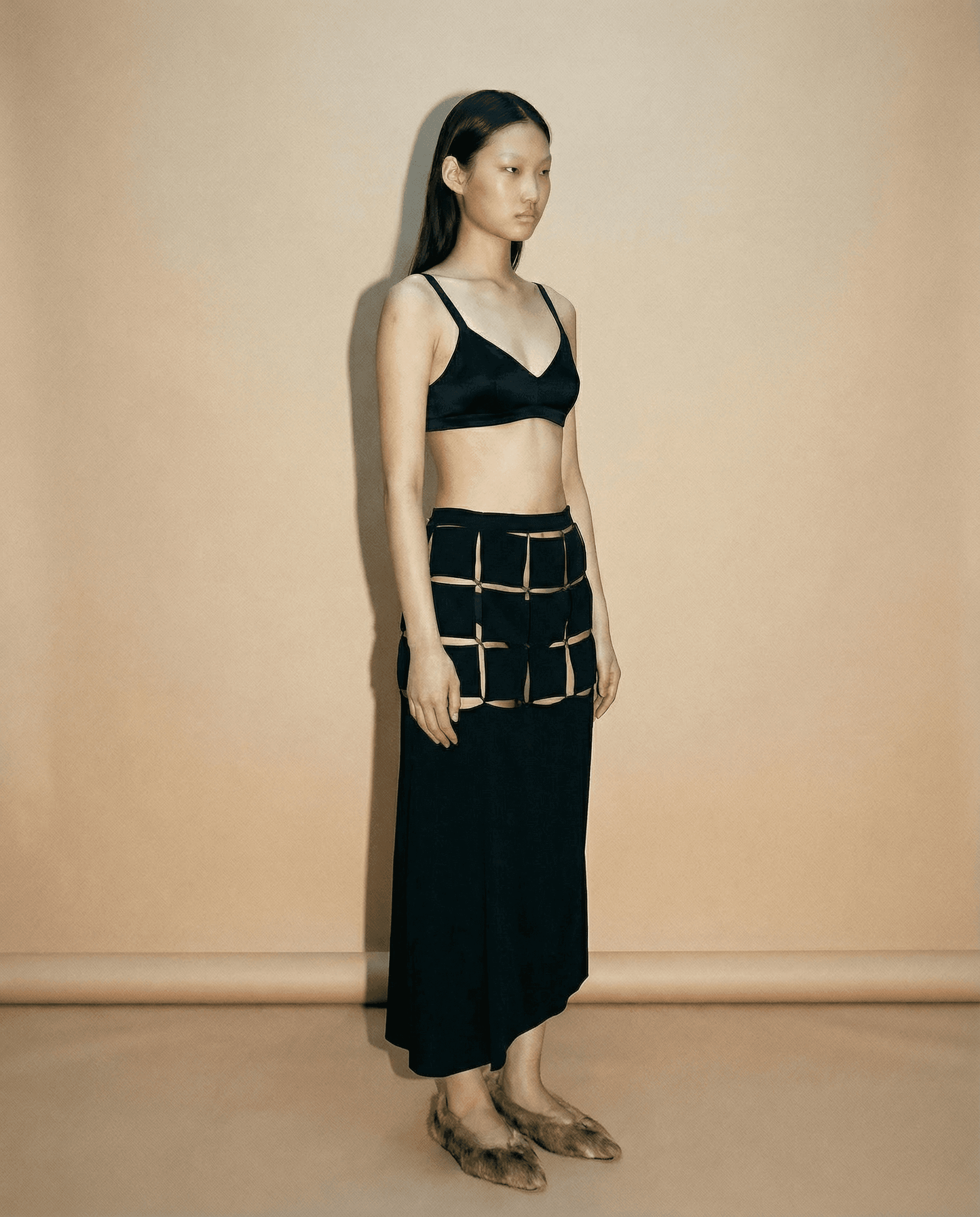 Archival black asymmetrical skirt from Yohji Yamamoto SS04