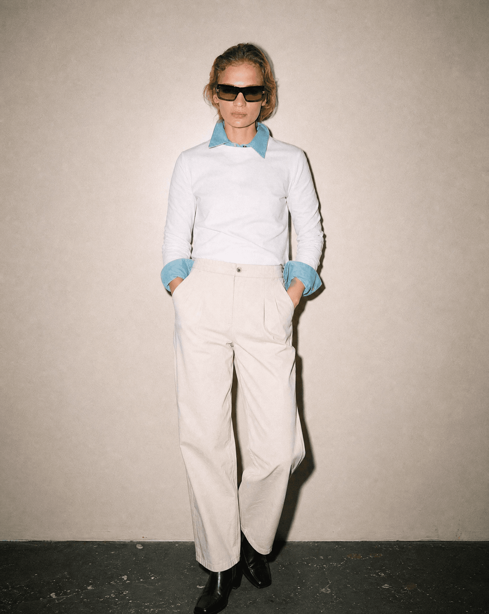 Contemporary Chanel mask sunglasses with gradient lens and bold frame