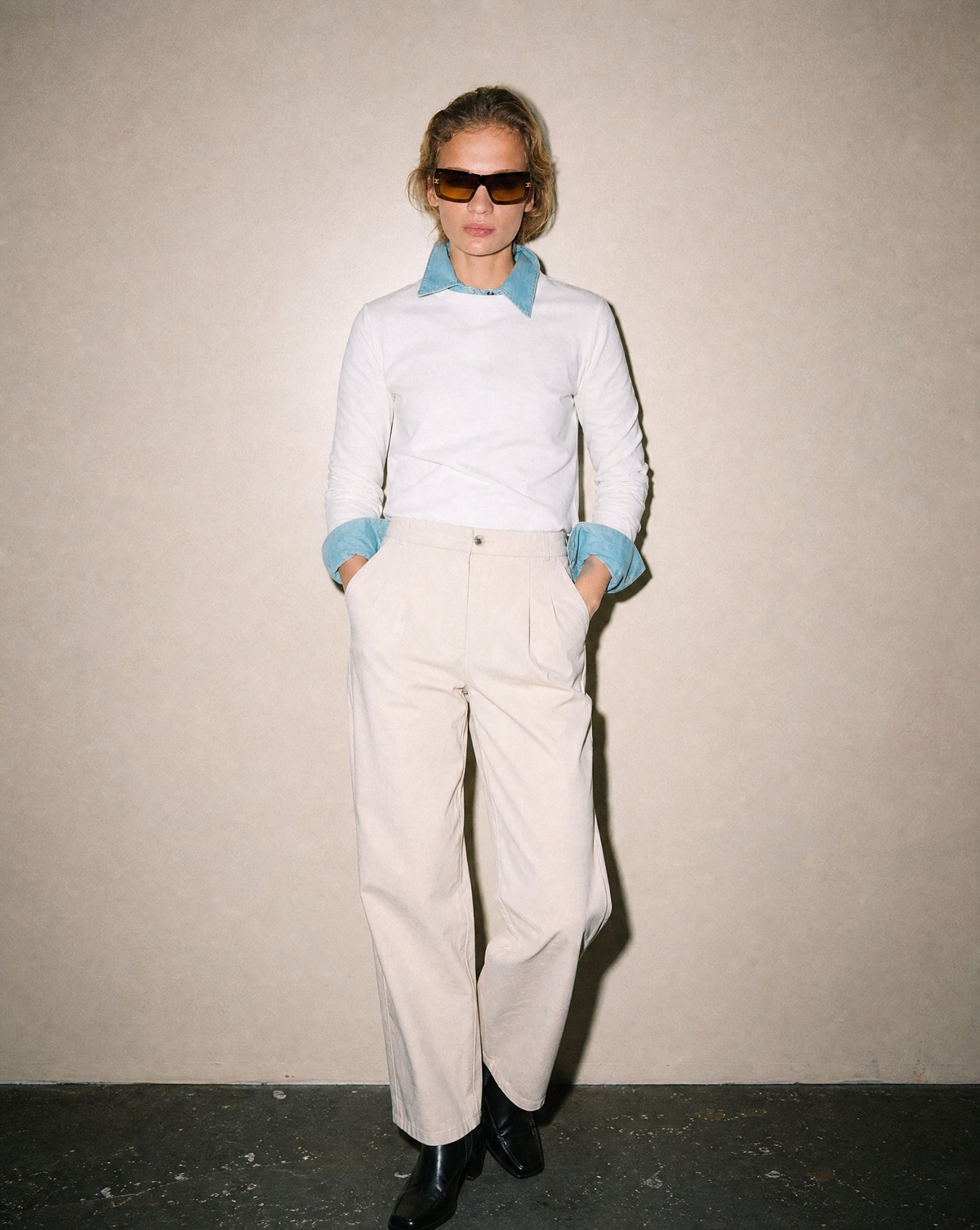 Contemporary Chanel mask sunglasses with gradient lens and bold frame