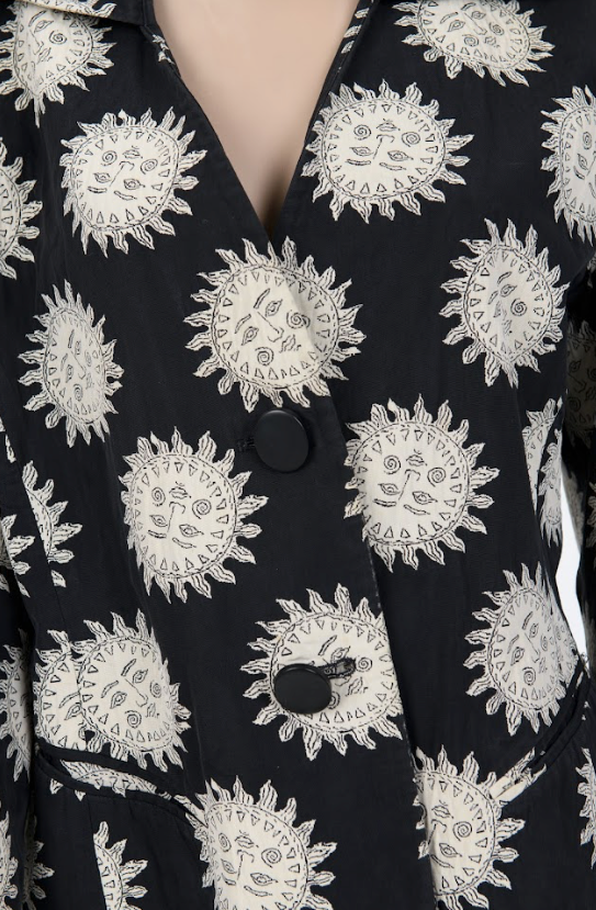 Vintage Dior blazer with structured fit and celestial graphic print