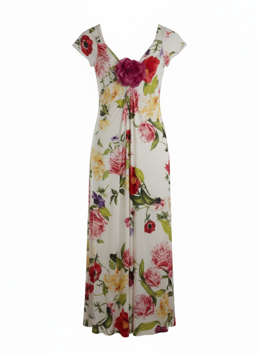 Y2K designer dress with cap sleeves and soft draped fit