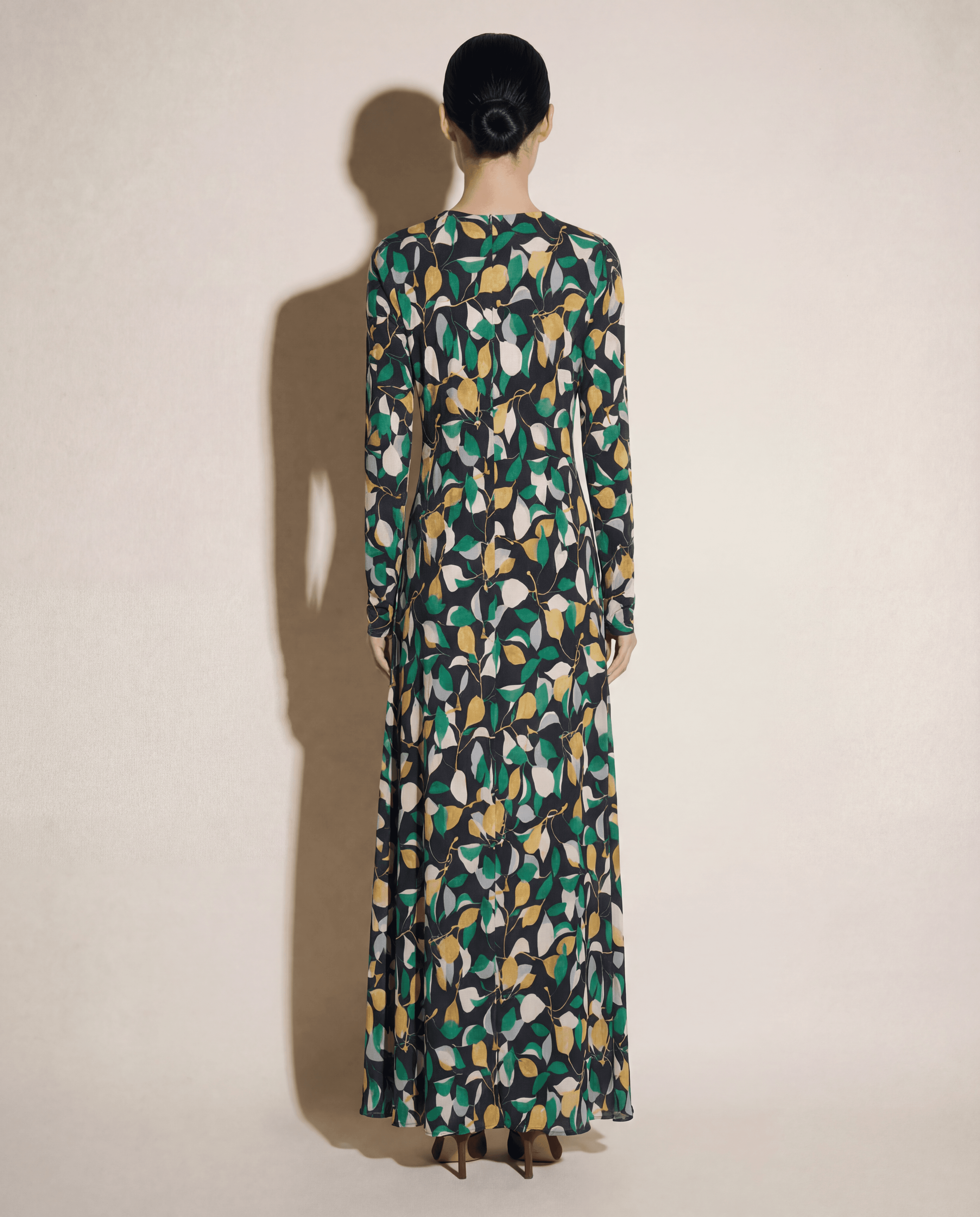 Botanical Leaf & Lemon Print Maxi Dress.