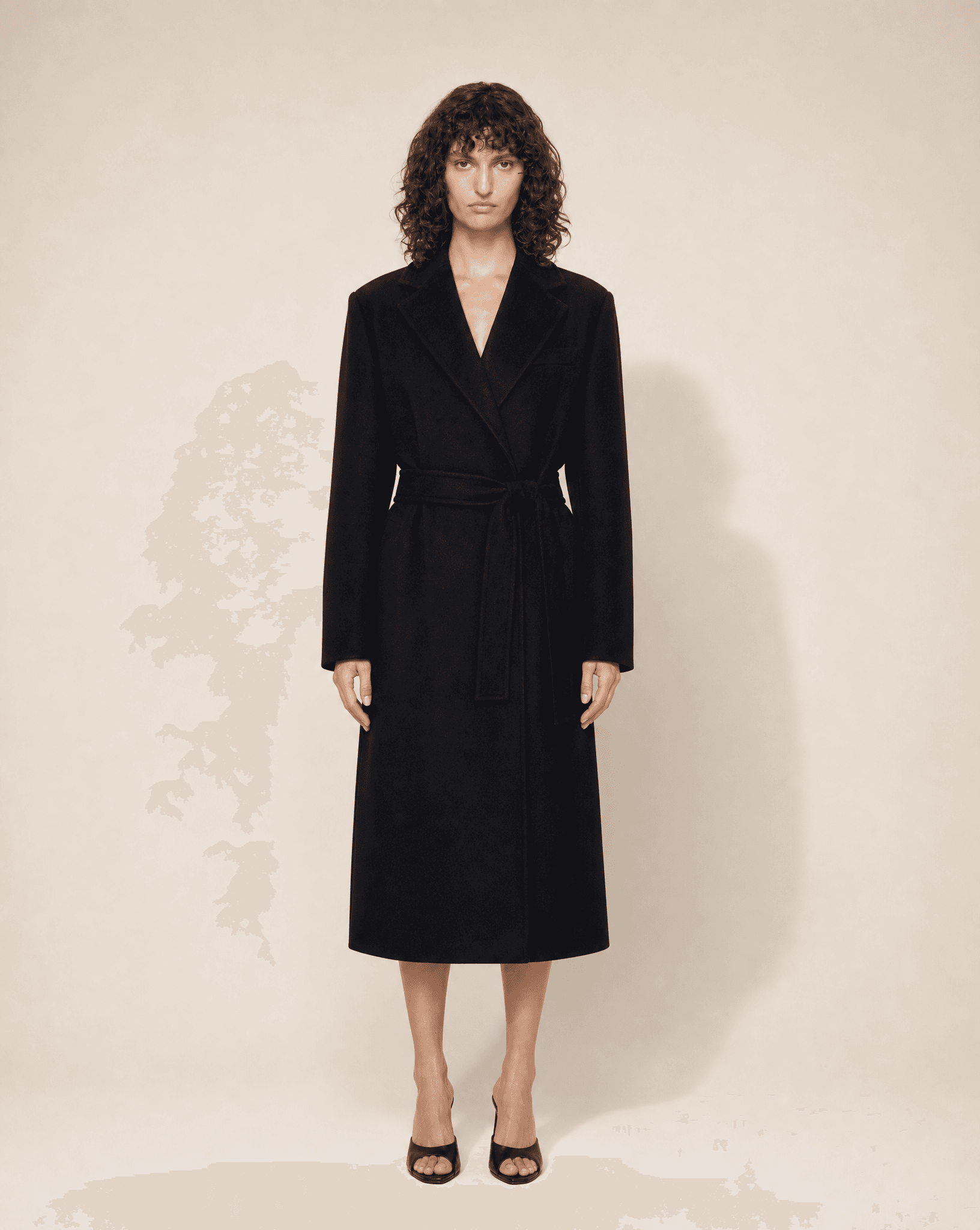 Belted Virgin Wool Wrap Coat, Contemporary
