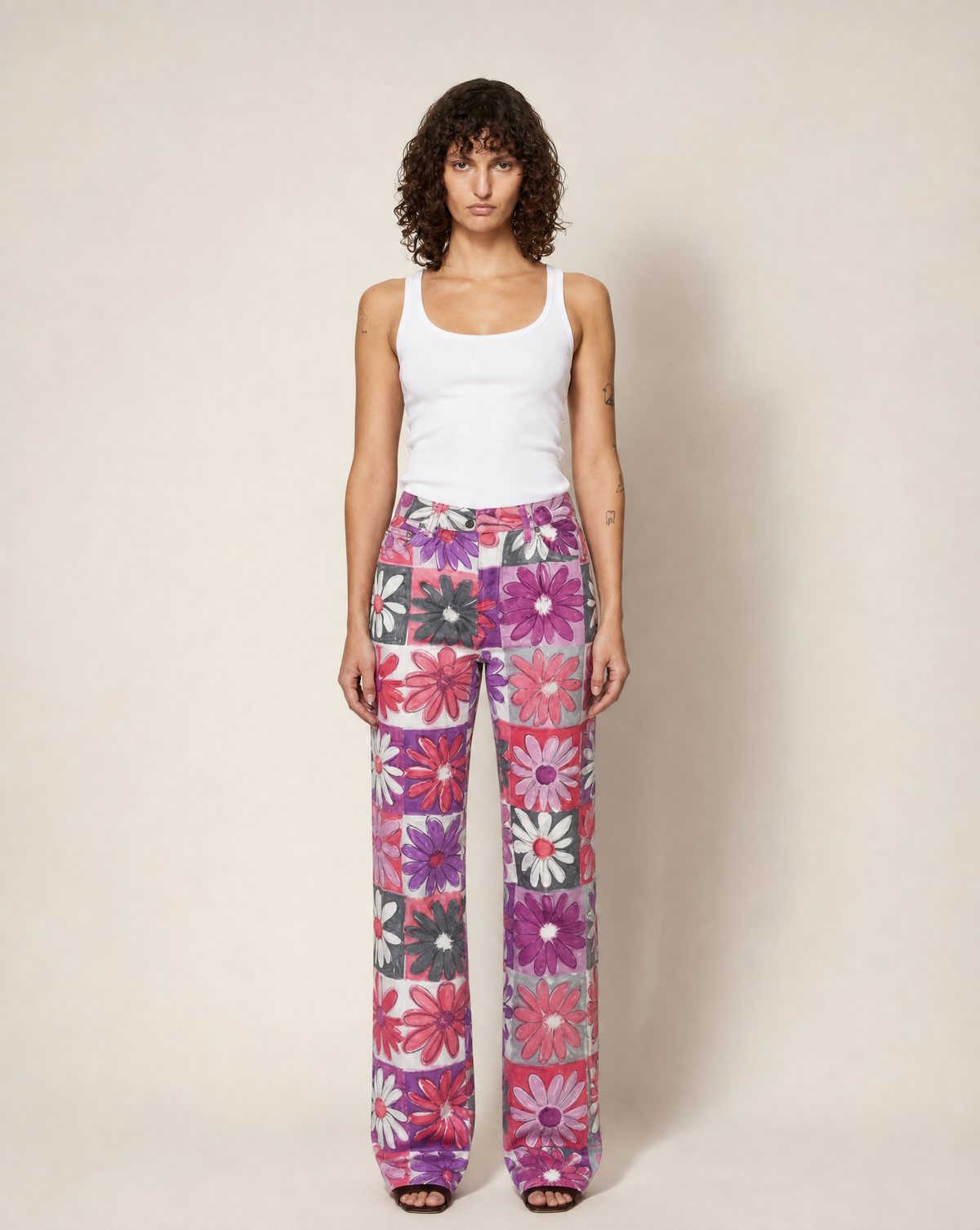 Vintage Moschino Cheap and Chic Floral Print Stretch Trousers, Late 1990s–Early 2000s