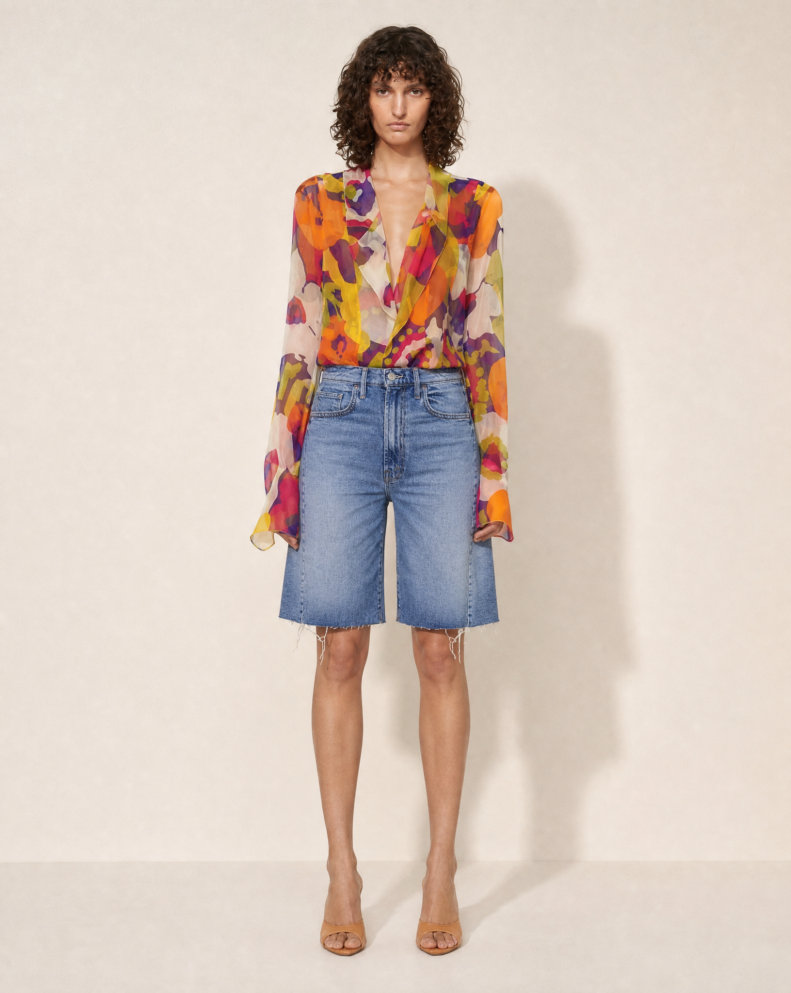 2000s Vintage Chanel Floral Silk Chiffon Blouse
