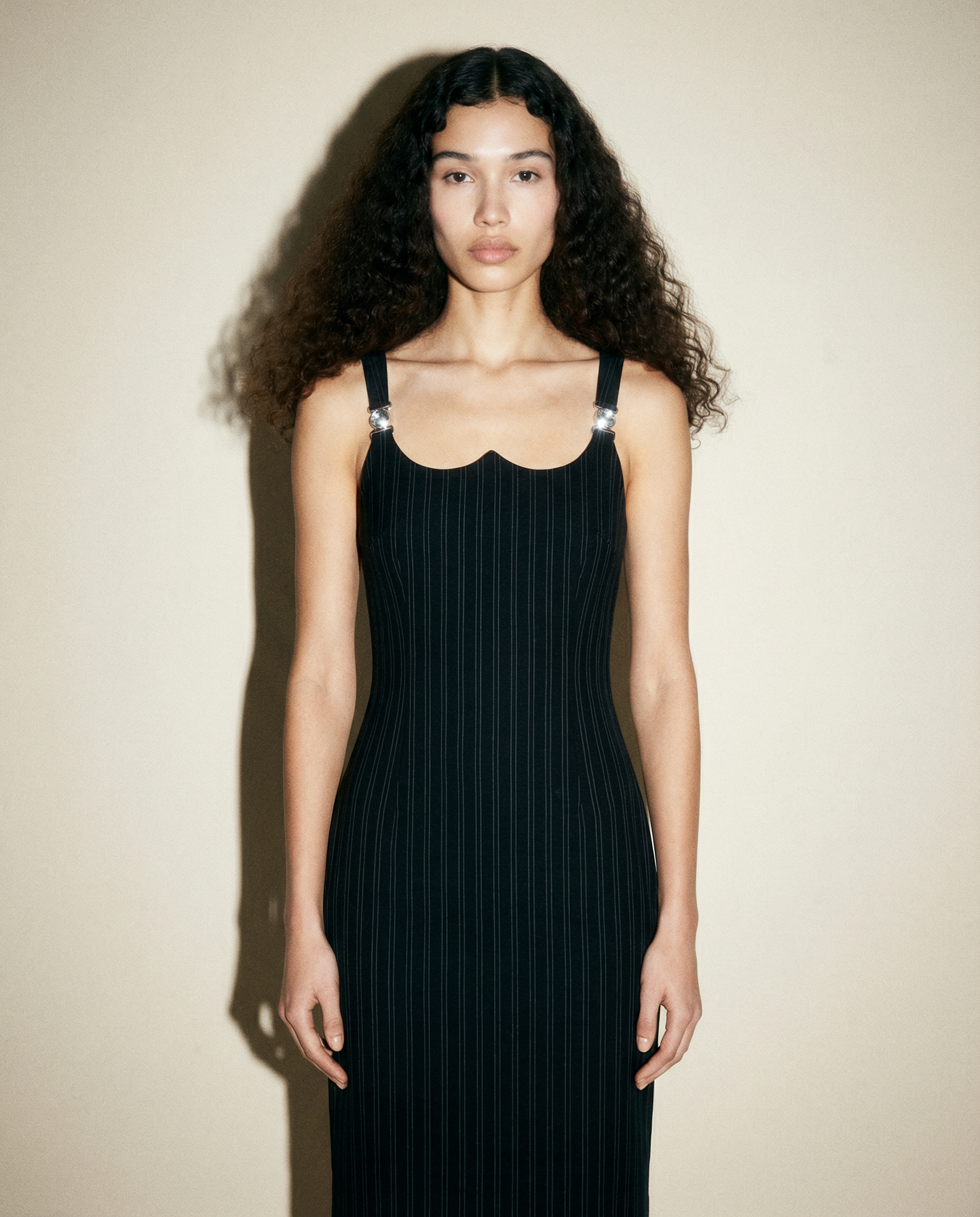 Versace Jeans Couture bodycon dress with Medusa strap hardware and scalloped neckline Mezzanotte Madrid