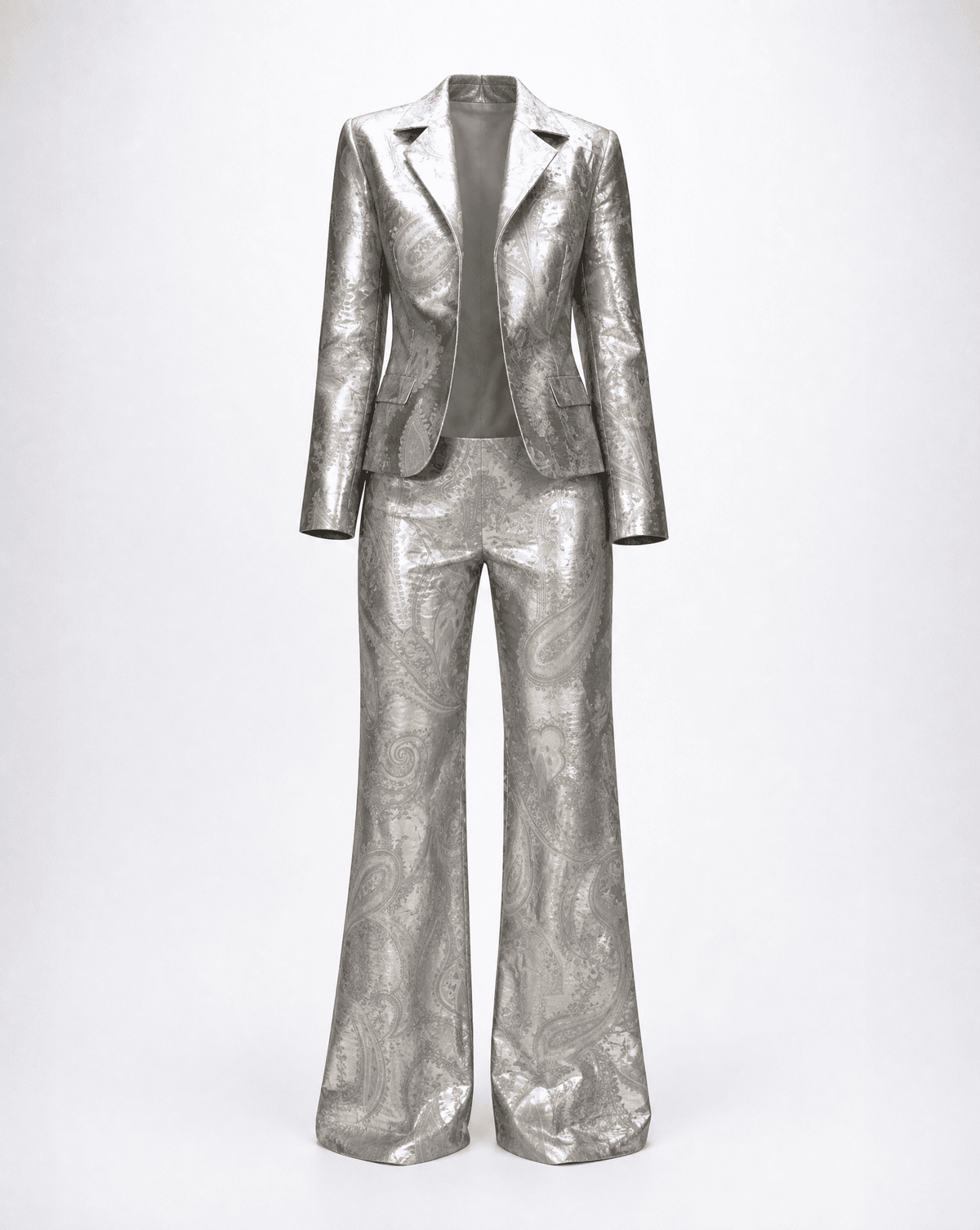 Thierry Mugler Metallic Paisley Jacquard Blazer & Trouser Suit, Late 1990s–2000s.