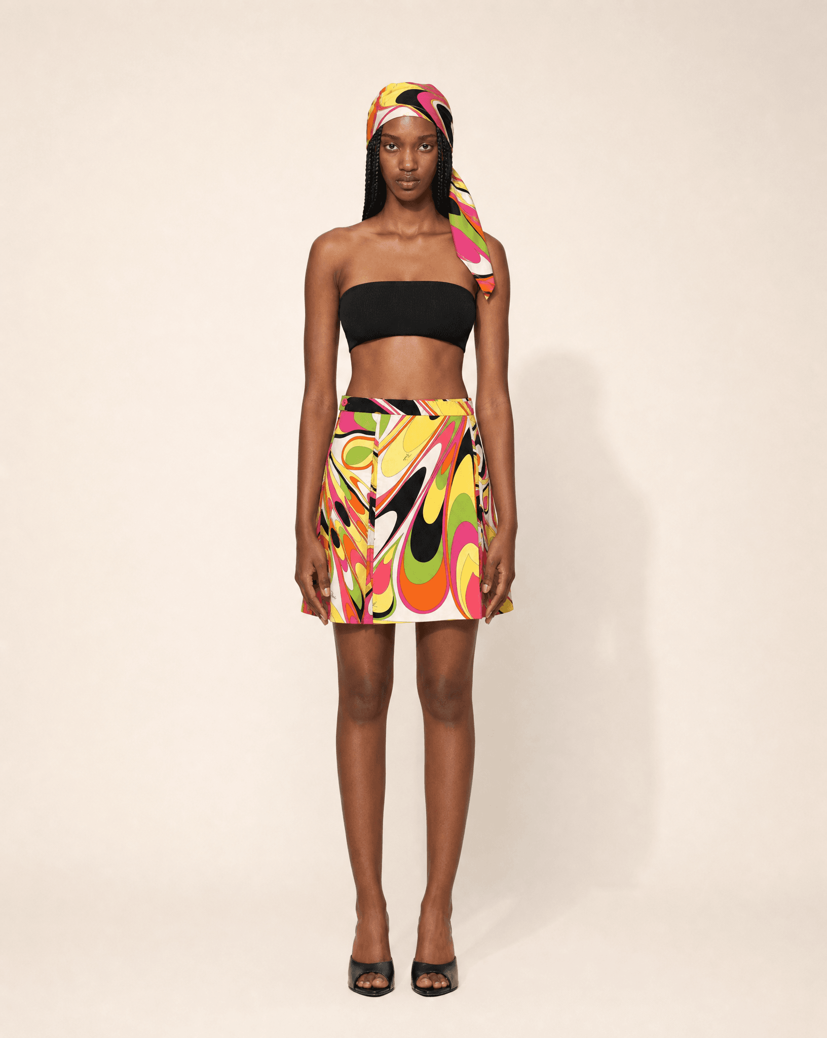 Rare 1960s Emilio Pucci Geometric Skirt & Headscarf Set – Collector Piece