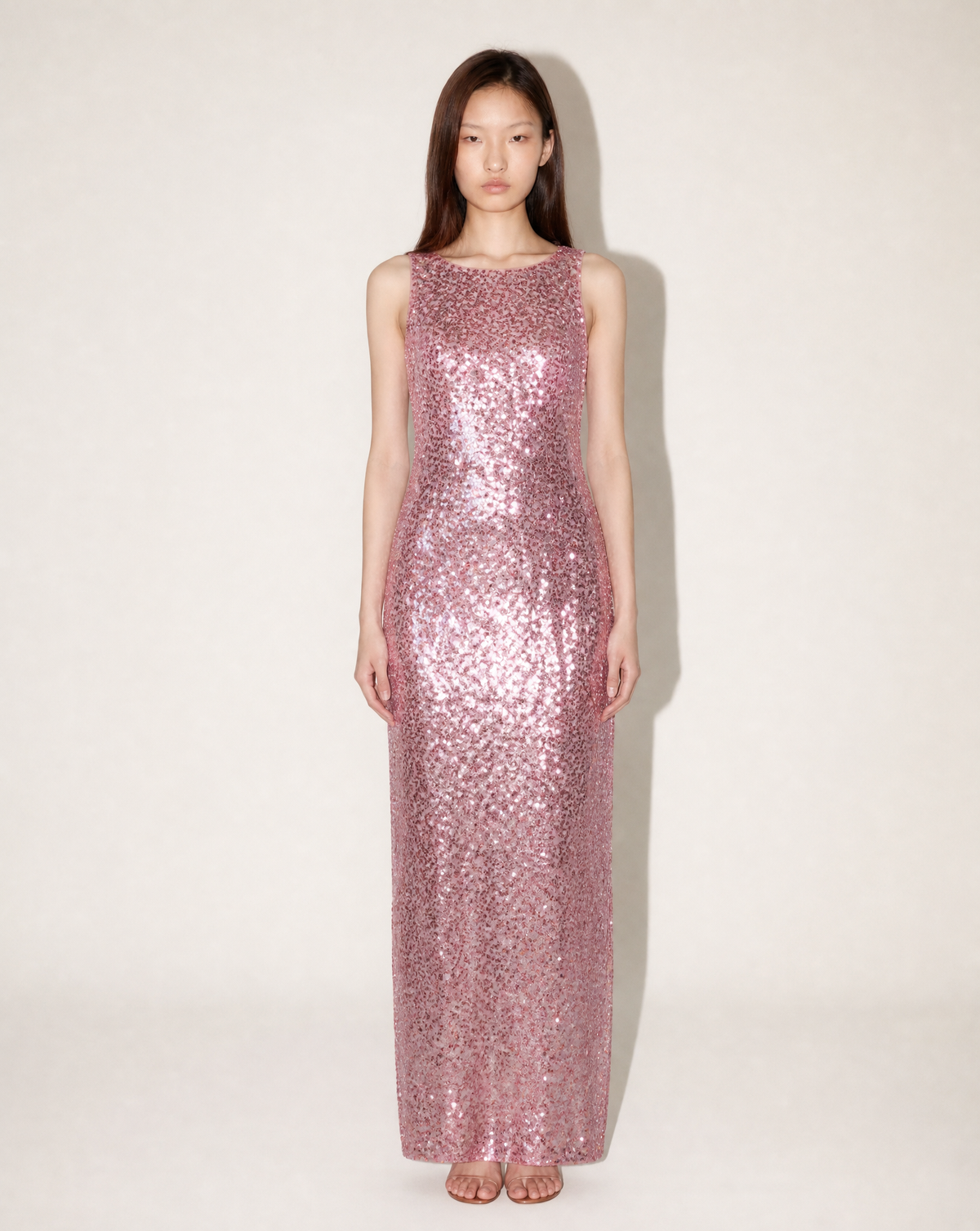 Archival 1990s All-Over Sequin Column Gown – Pink & Violet