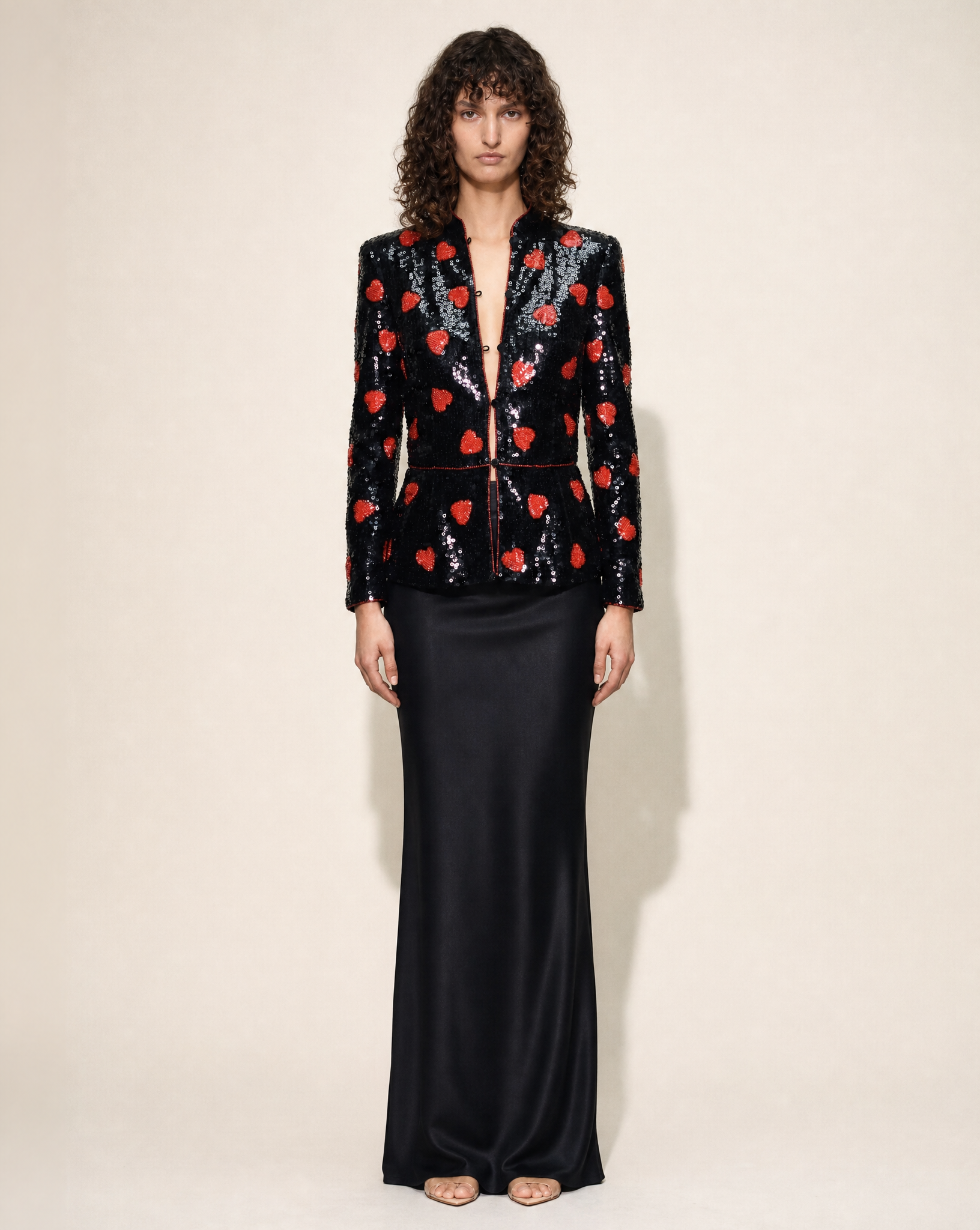 ARCHIVAL 1980s Sequin Heart Motif Couture Piece Blazer