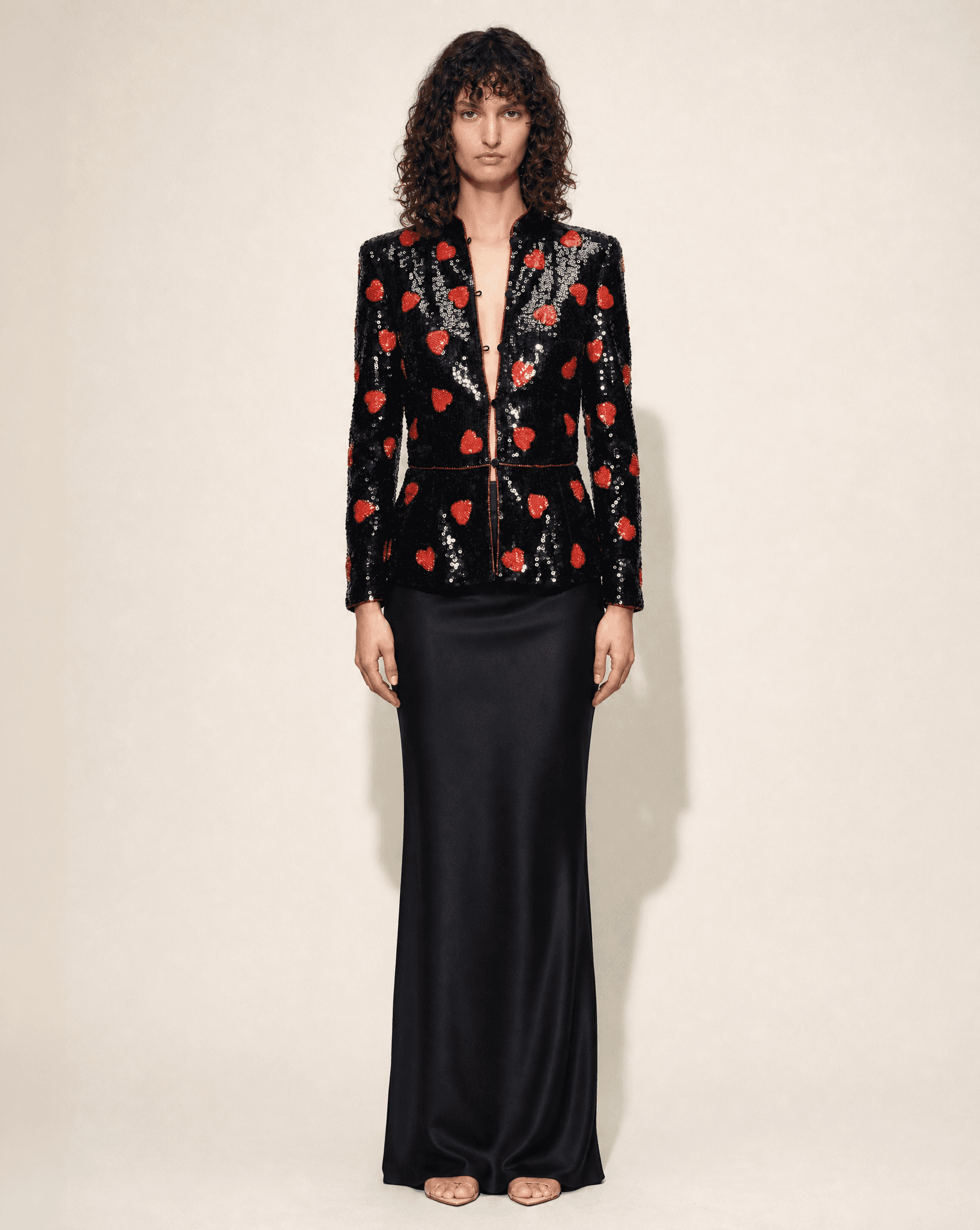 ARCHIVAL 1980s Sequin Heart Motif Couture Piece Blazer