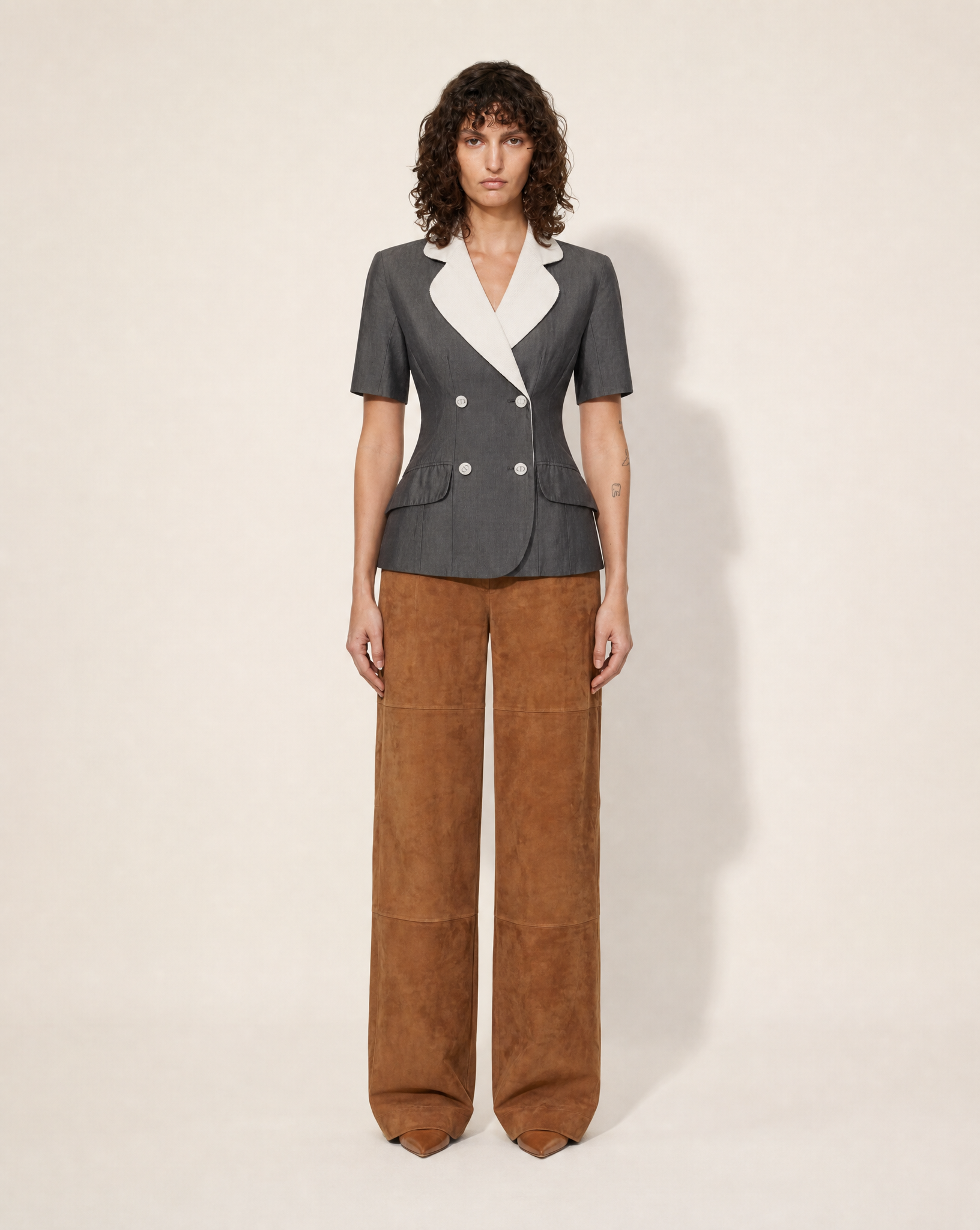 ARCHIVAL SS 2005 "New Look" Contrast Lapel Blouse – John Galliano for Dior