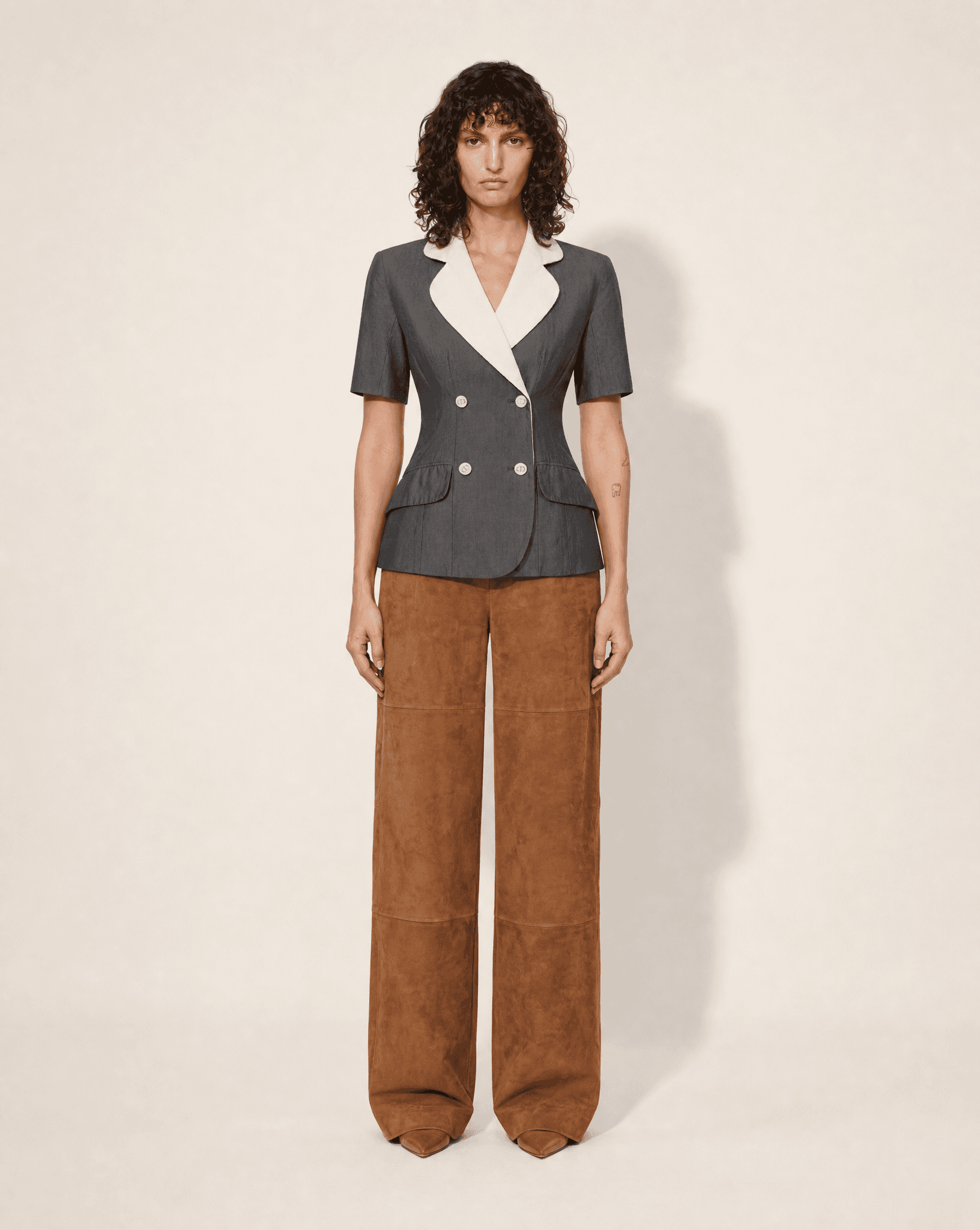 ARCHIVAL SS 2005 "New Look" Contrast Lapel Blouse – John Galliano for Dior