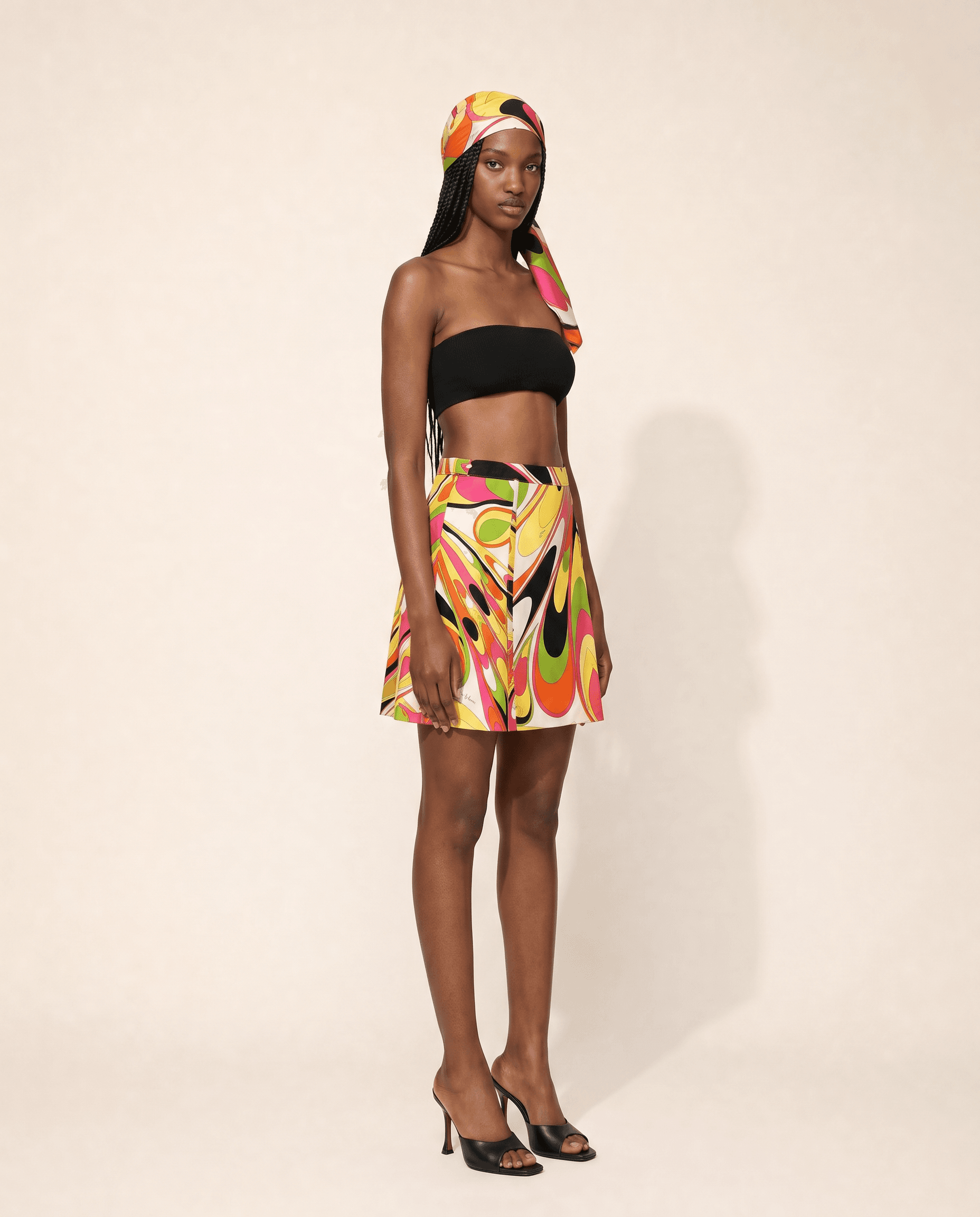 Rare 1960s Emilio Pucci Geometric Skirt & Headscarf Set – Collector Piece