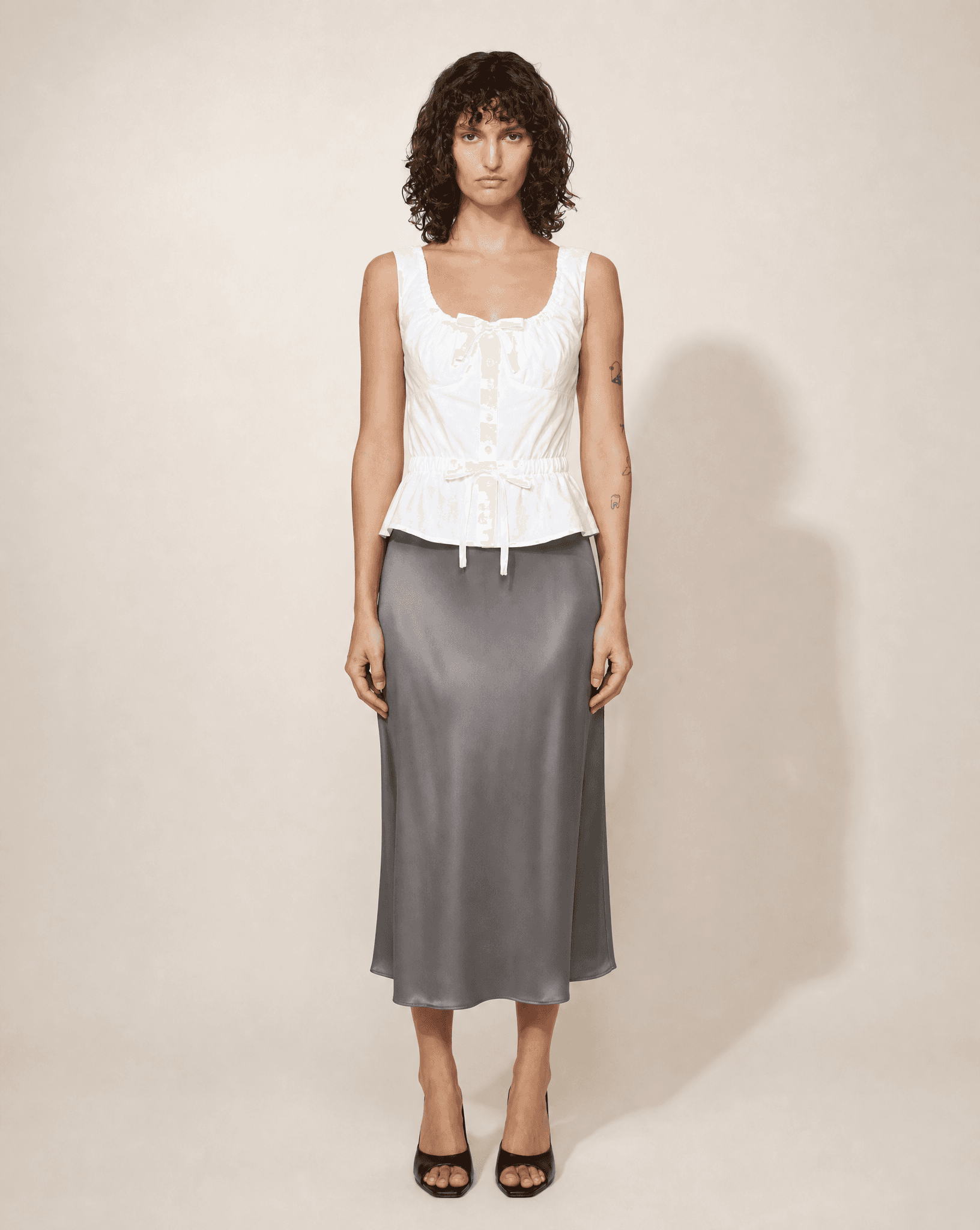 ARCHIVAL Early 2000s Gathered Peplum Cotton Top – Prada
