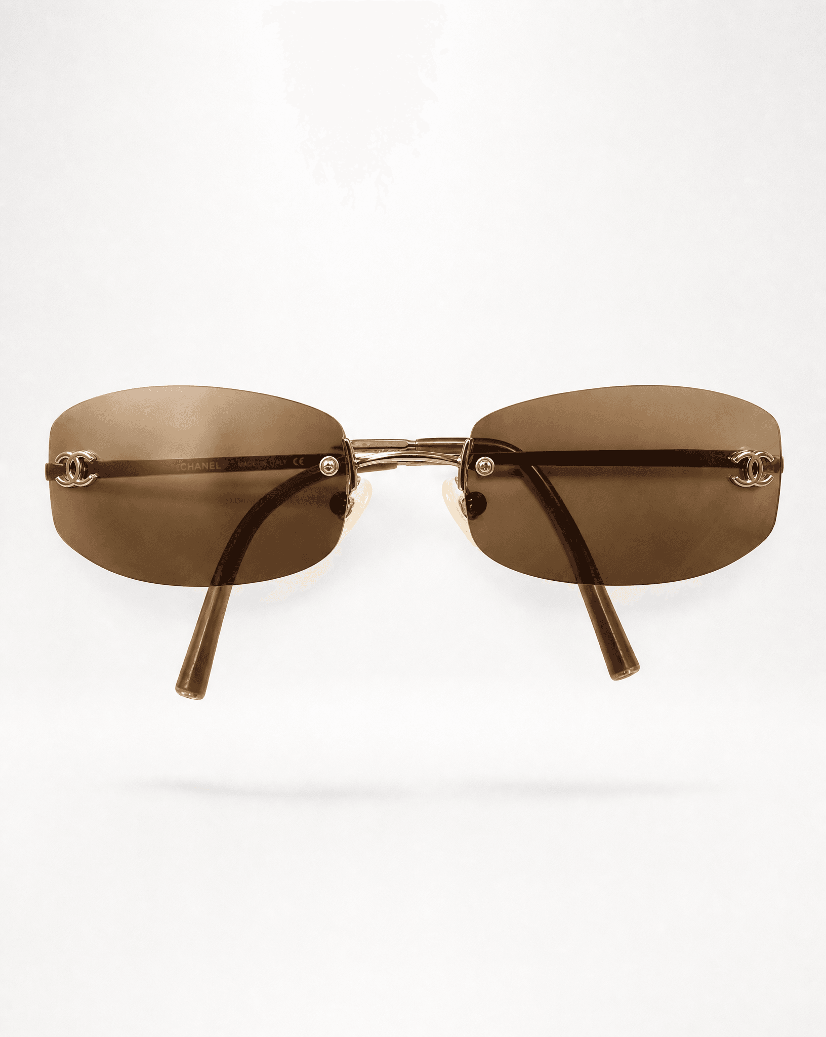 Collector Piece c.2001–2003 Karl Lagerfeld for Chanel 4017 Rimless CC Gradient Sunglasses.