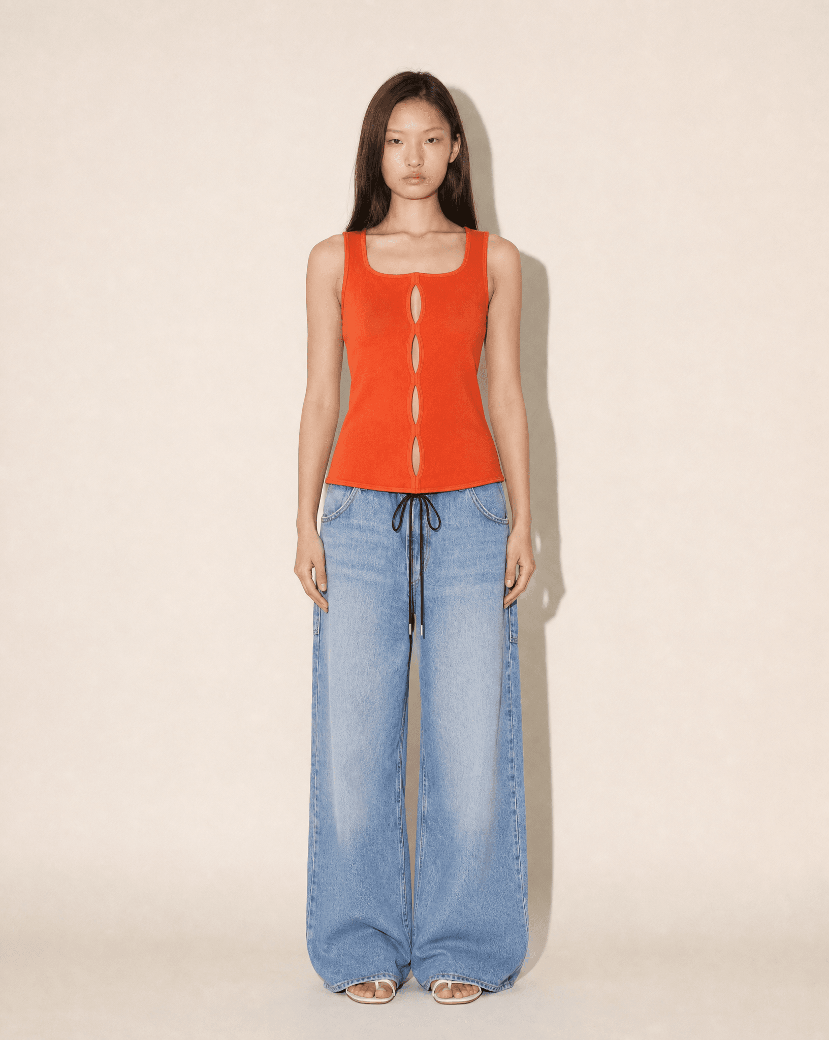 1990s Gianni Versace Cut-Out Coral Top.
