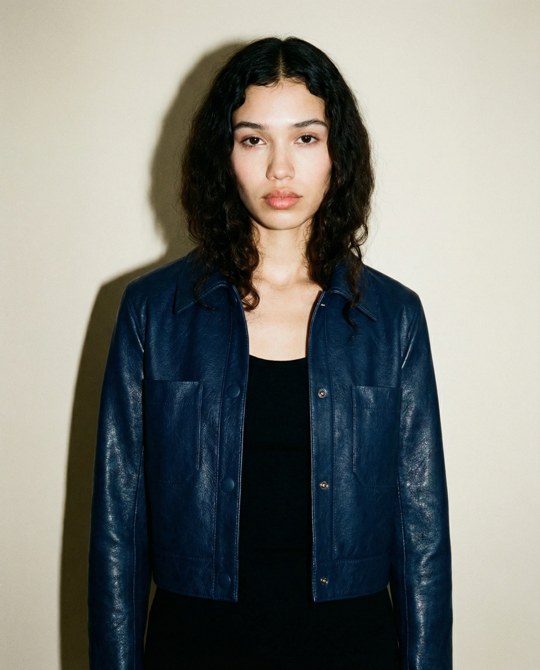 Cropped Leather Jacket with Patch Pockets — Era Contemporary
