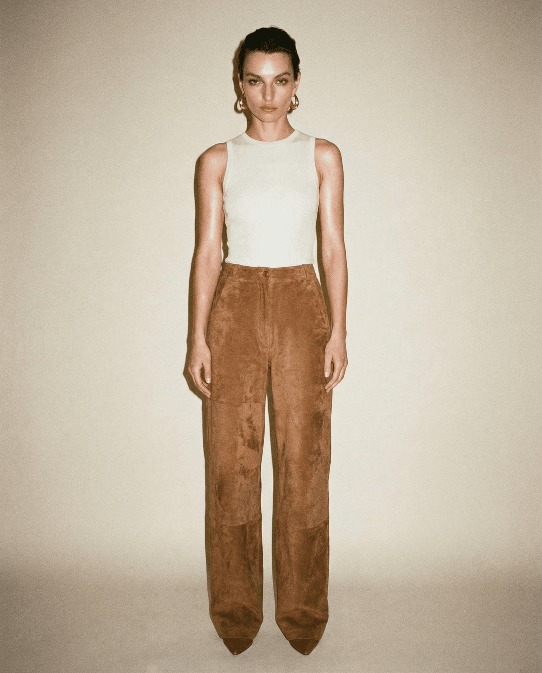 High-Rise Suede Leather Trousers, 1990s.