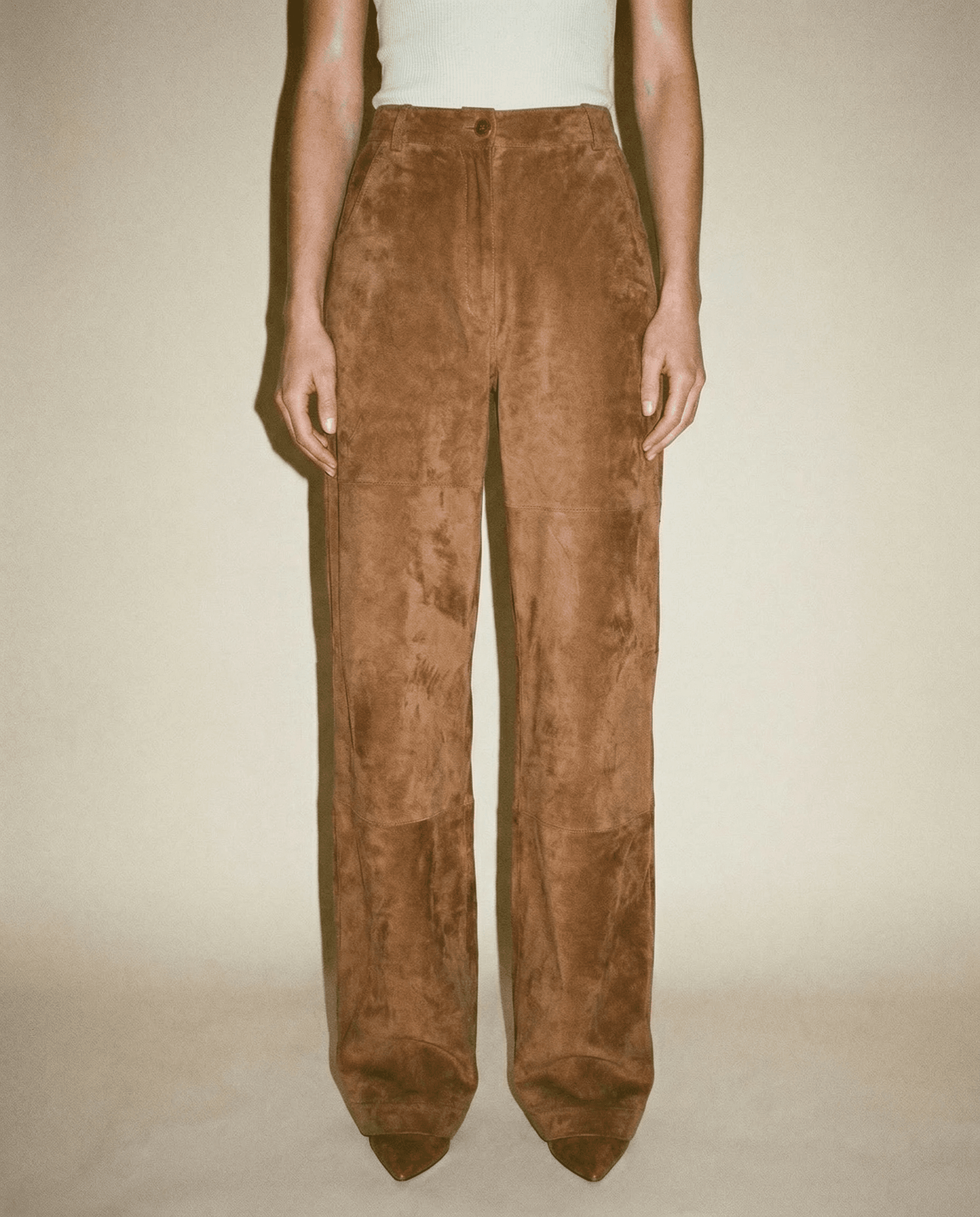 High-Rise Suede Leather Trousers, 1990s.