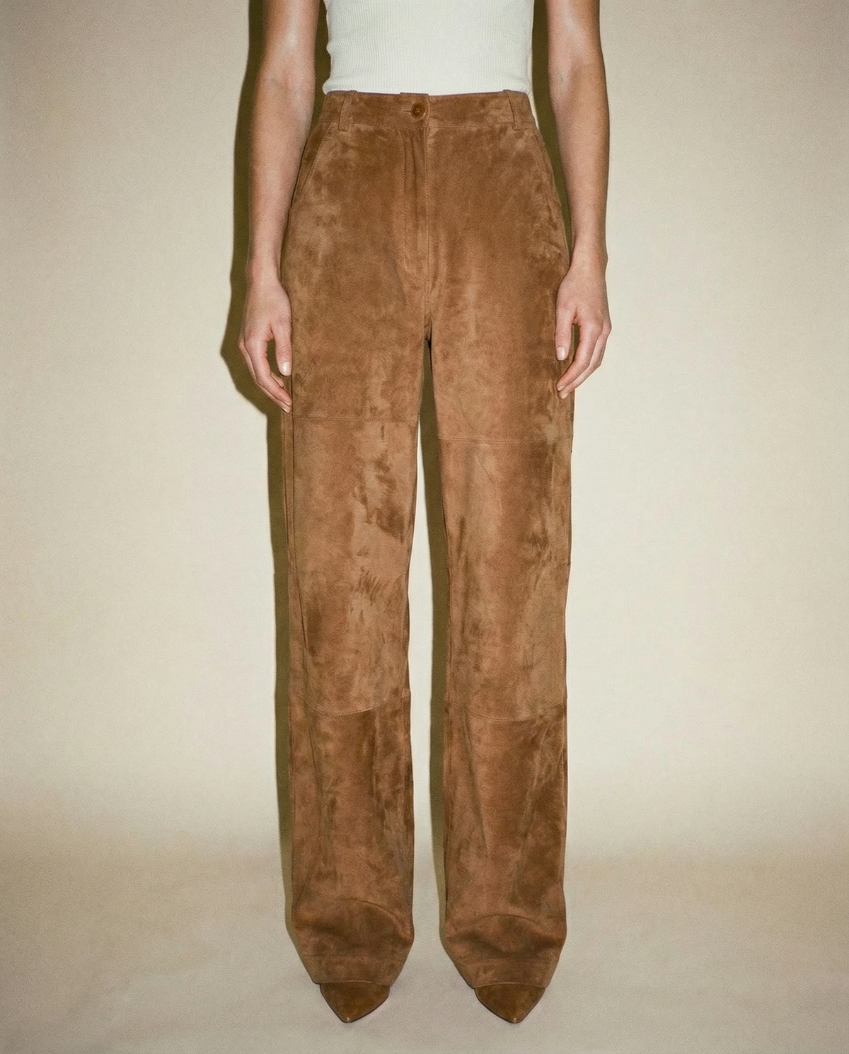 High-Rise Suede Leather Trousers, 1990s.