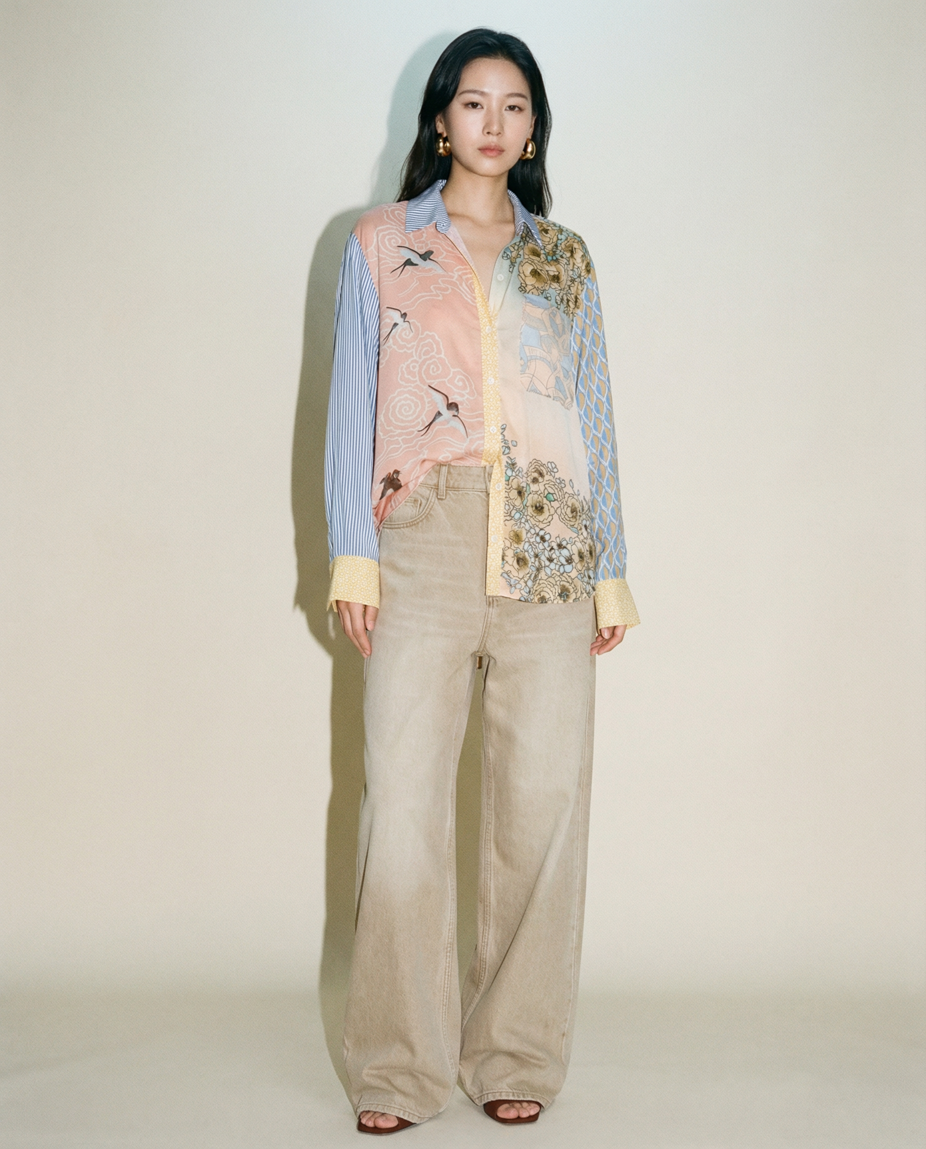 Rose Print Shirt & Skirt Set