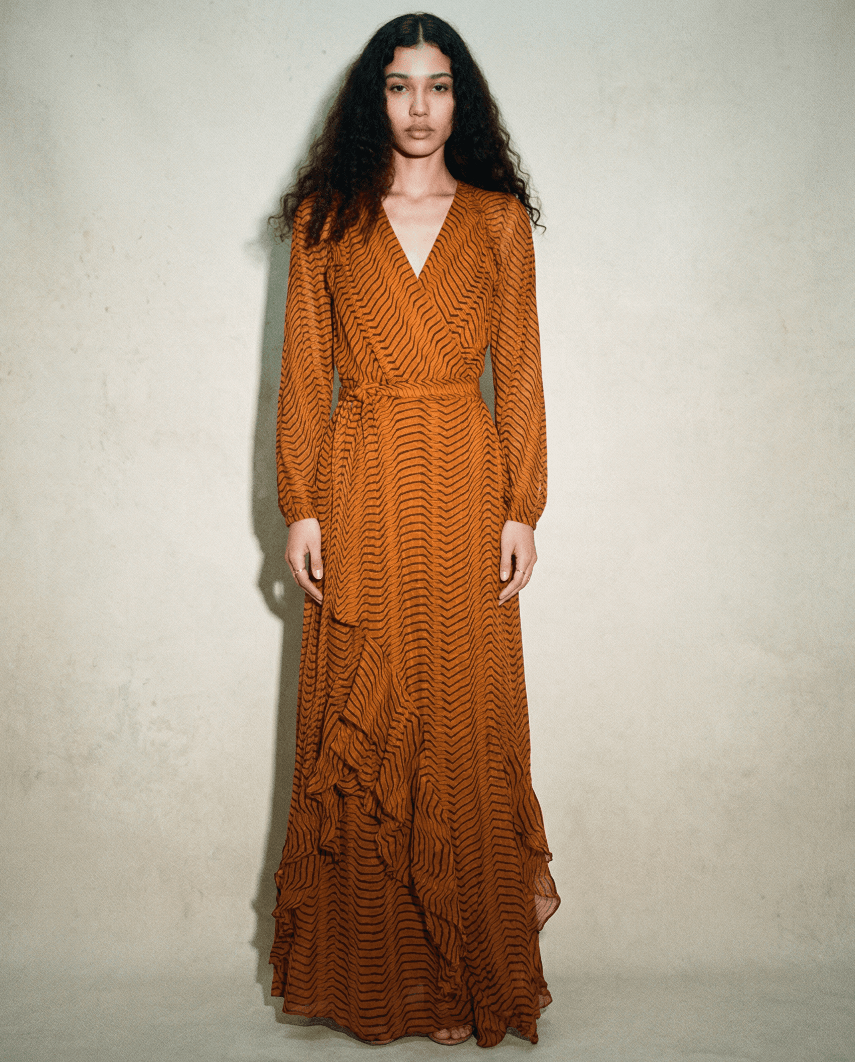 Diane von Furstenberg Mercy silk wrap dress in orange tiger print Mezzanotte Madrid