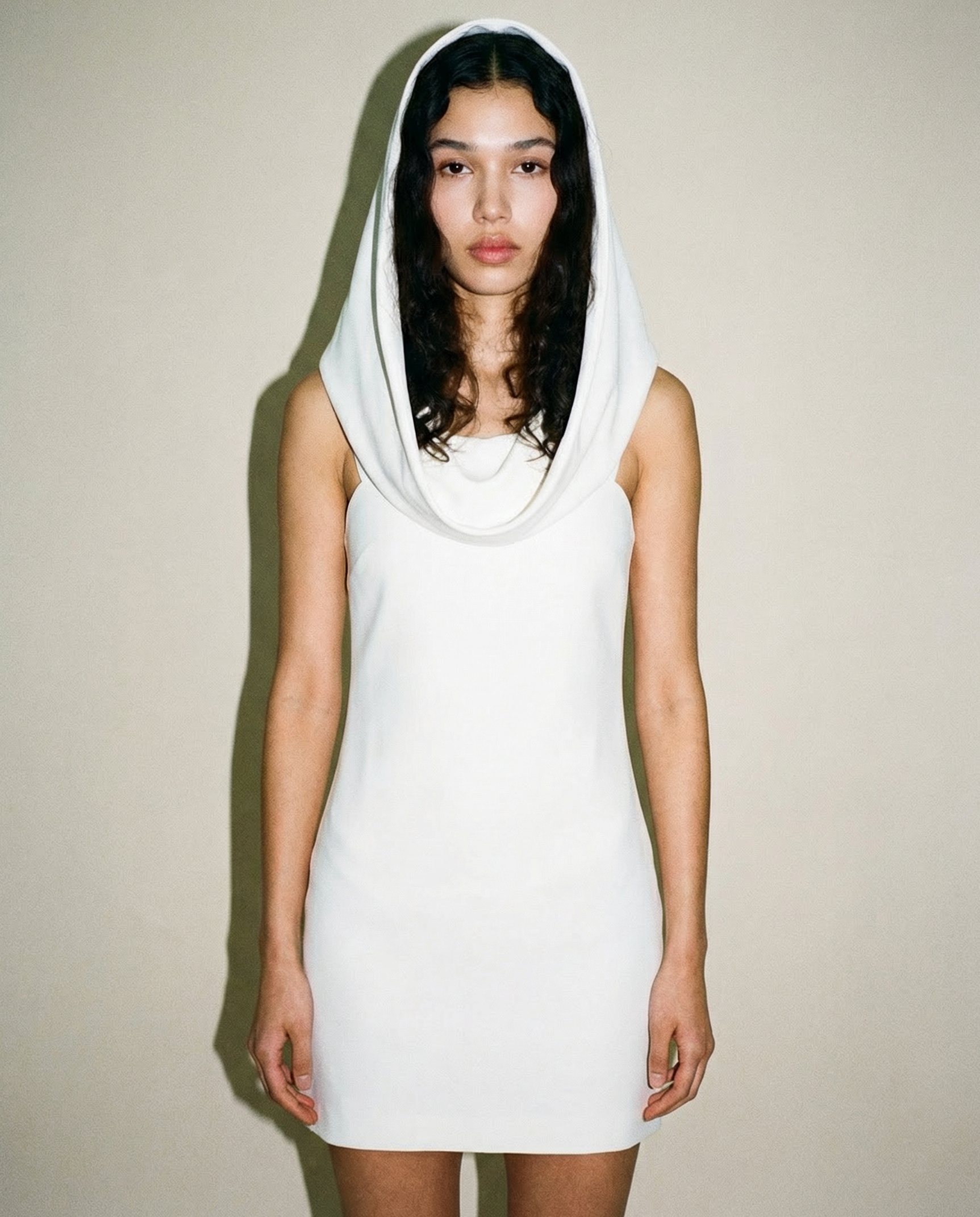 White Hooded Mini Dress