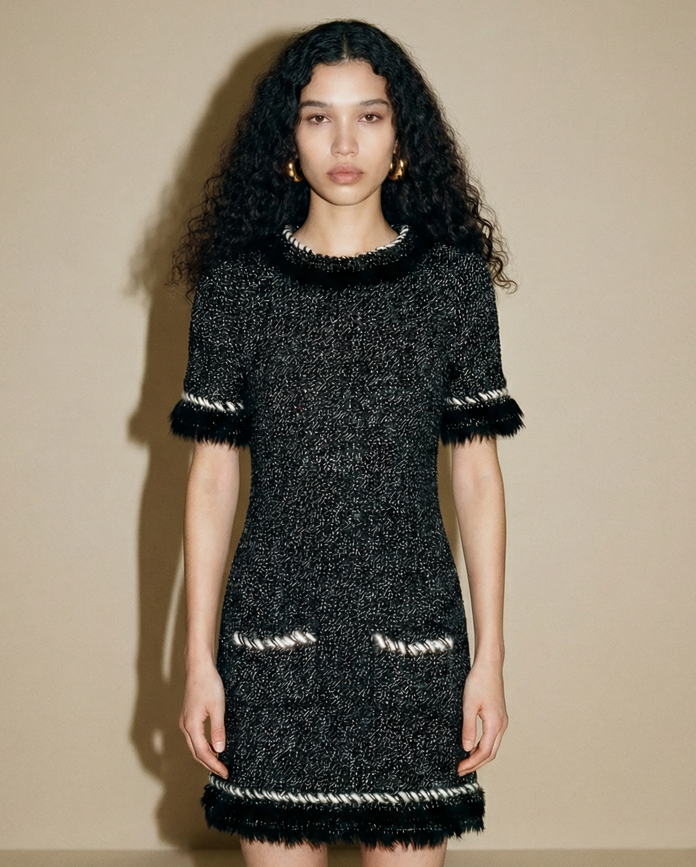 Chanel melange knit dress with textured cashmere blend and short sleeves Mezzanotte Madrid