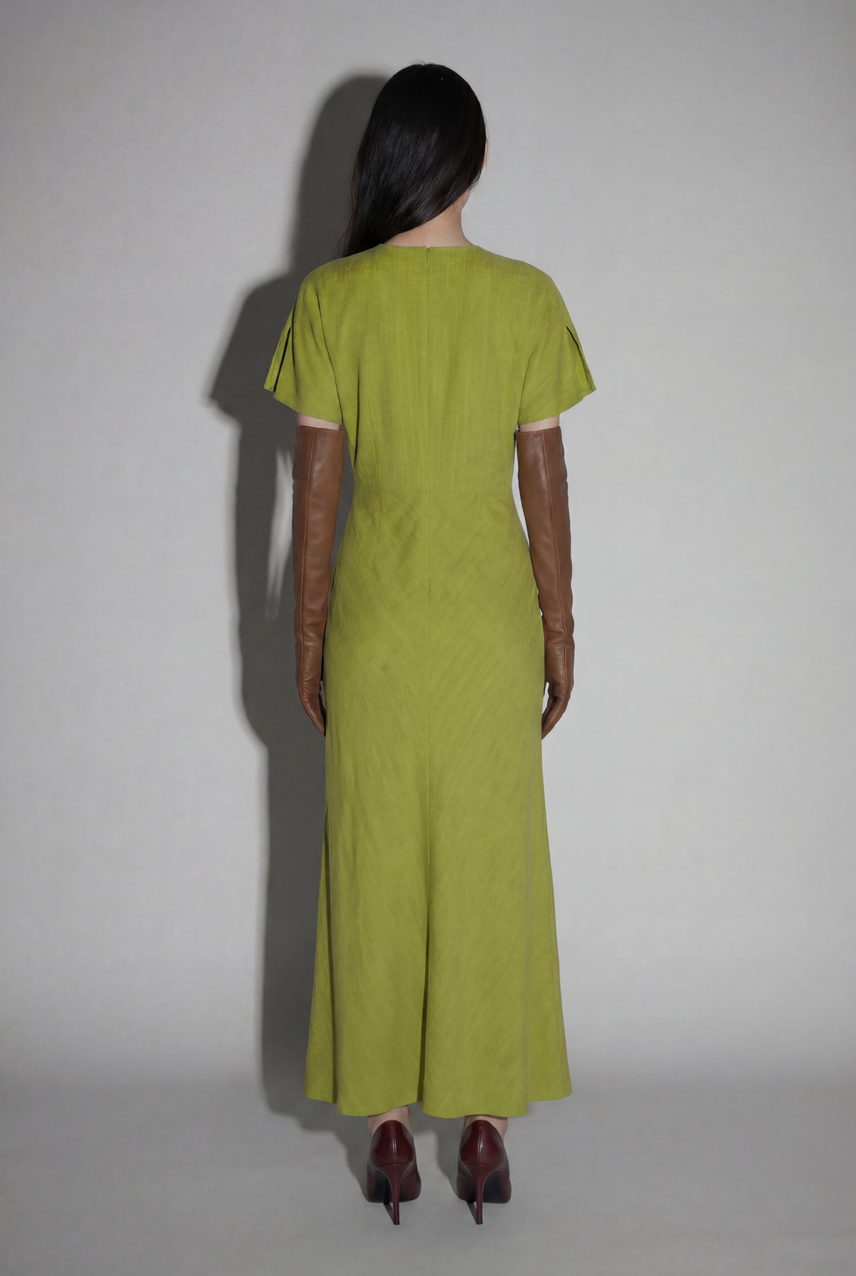 SS 2023 Runway Gathered Midi Dress – Lime Green.