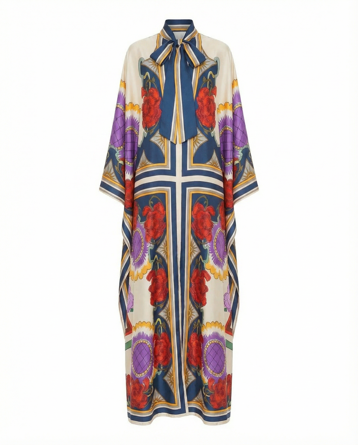 La DoubleJ caftan-style dress with bold geometric panels and flowing silhouette in silk