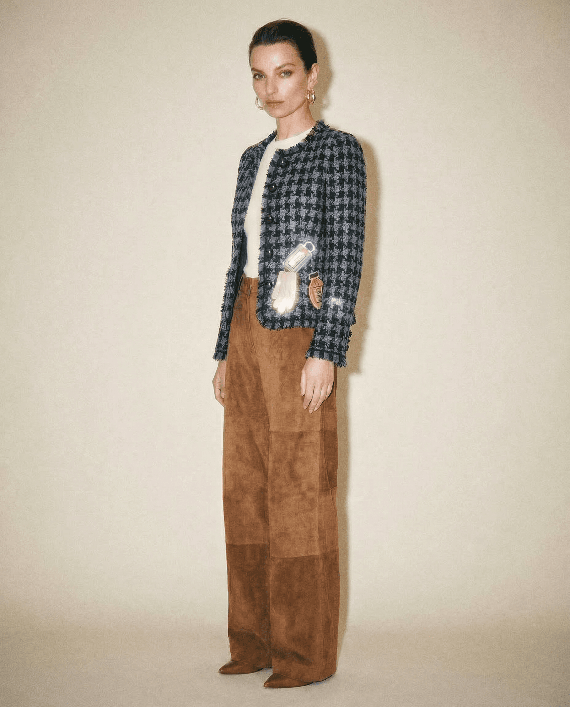 Checkerboard Tweed Blazer with Novelty Appliqués, 1990s.