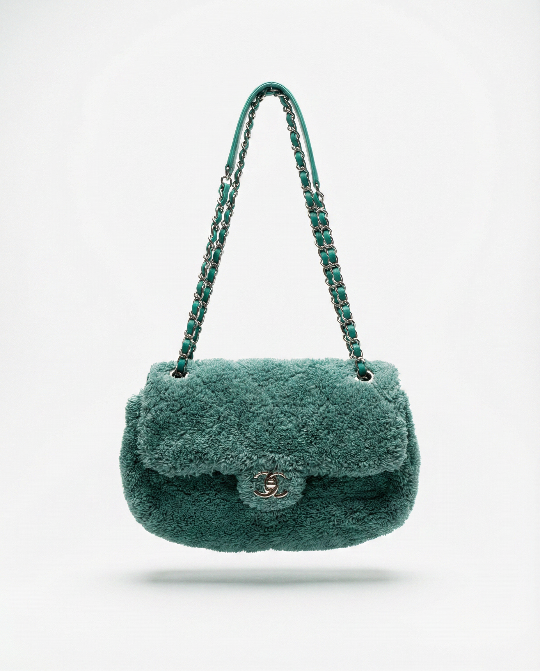 Coco Beach Terry Cloth Flap Bag — Quilted Chain Shoulder Silhouette
