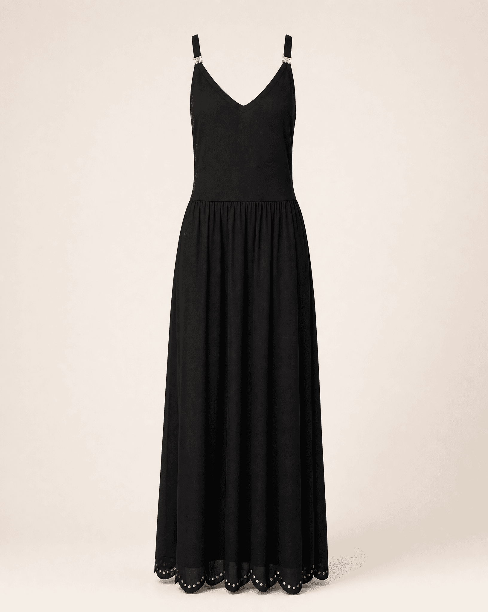 Contemporary Chanel cotton poplin dress with V-neck and full skirt