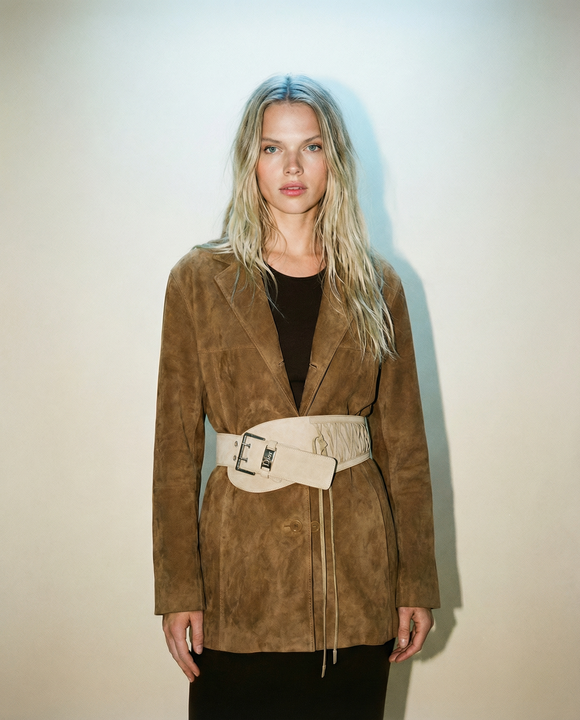 Christian Dior Galliano FW2002 suede corset belt with lace up detail and oversized buckle | vintage Y2K statement belt