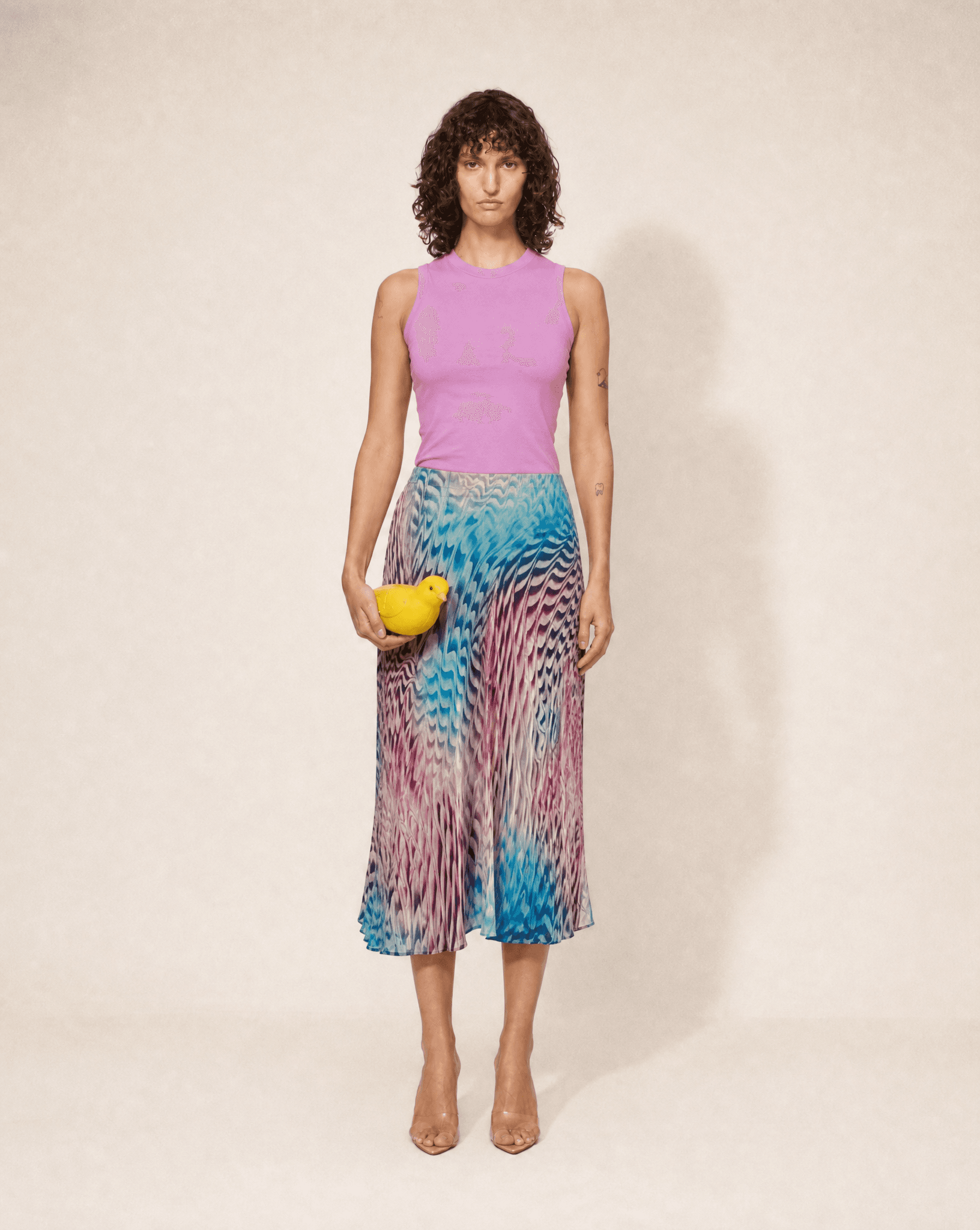 S/S 2003 Roberto Cavalli Silk Skirt and Headscarf Set.