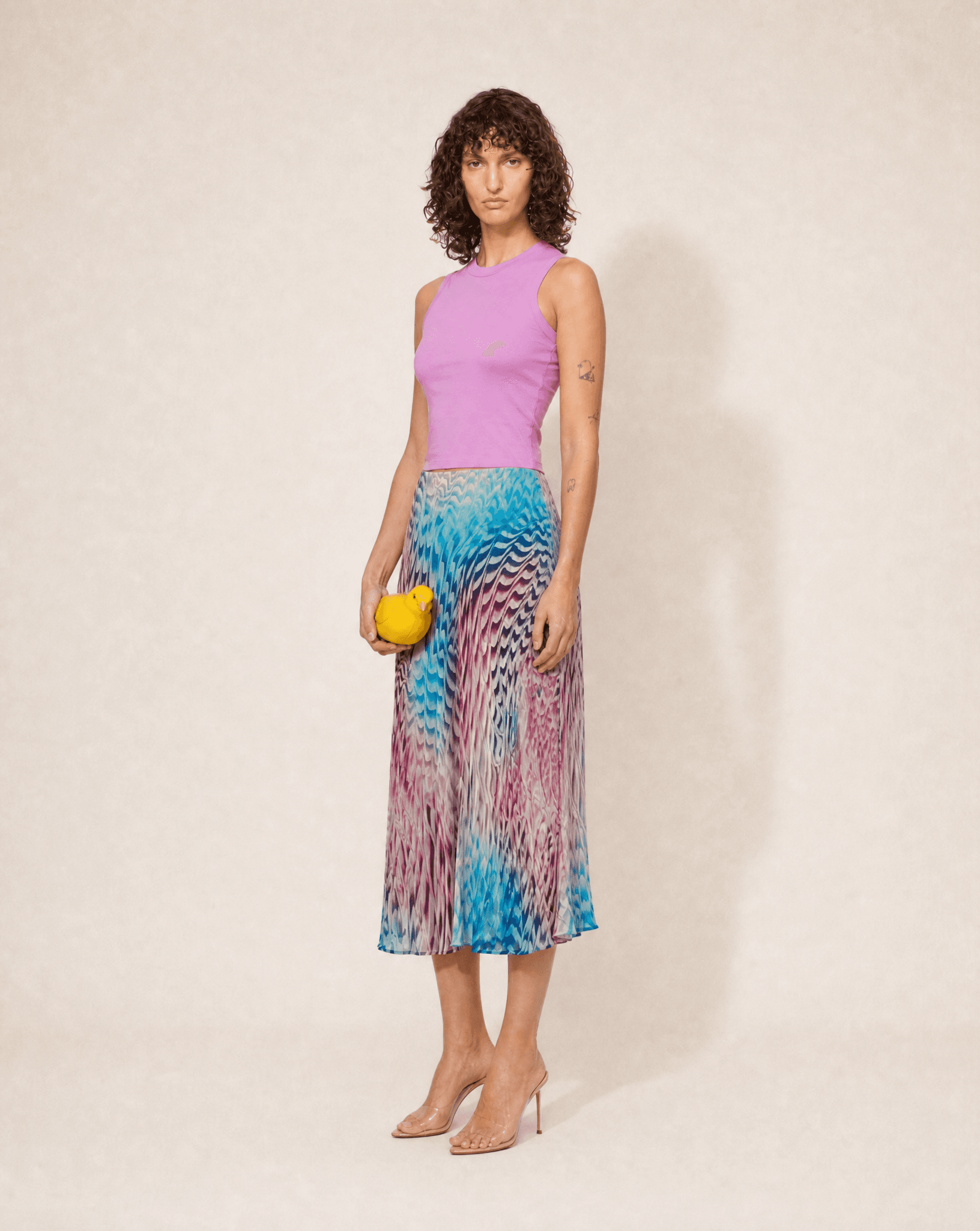 S/S 2003 Roberto Cavalli Silk Skirt and Headscarf Set.