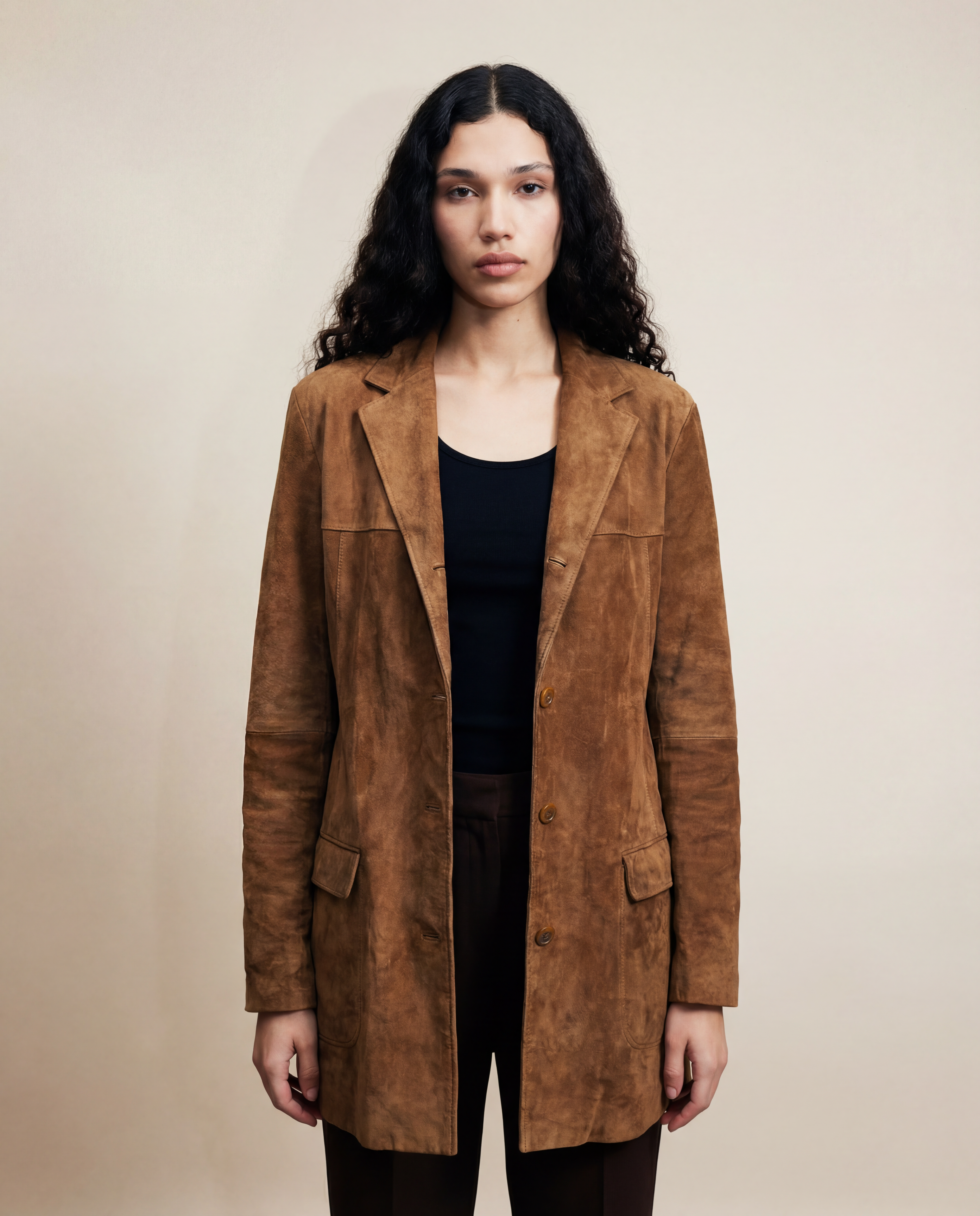 Suede Tailored Jacket — Relaxed 1990s Silhouette