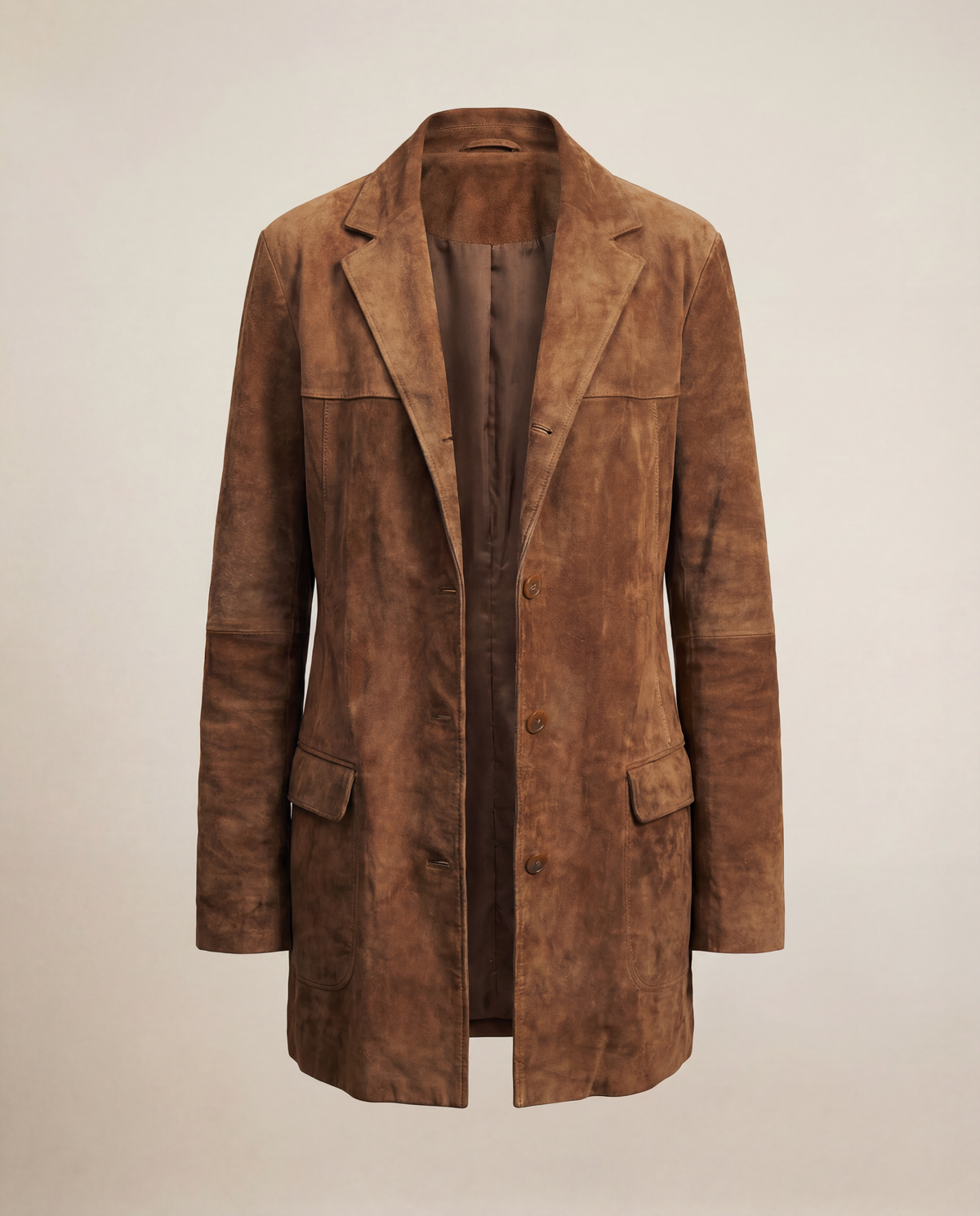 Archival 1990s Minimalist Suede Tailored Jacket – Rich Brown.