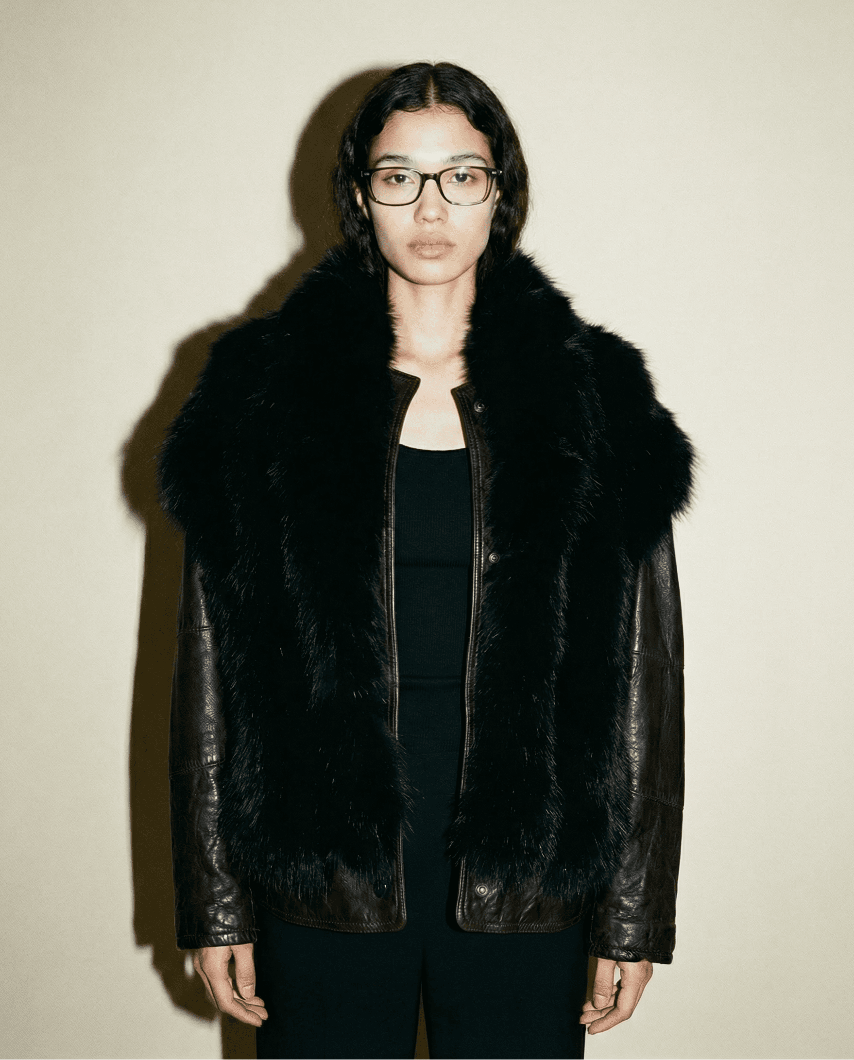 Archival 1980s/90s "Vera Pelle" Italian Leather & Fur Jacket.