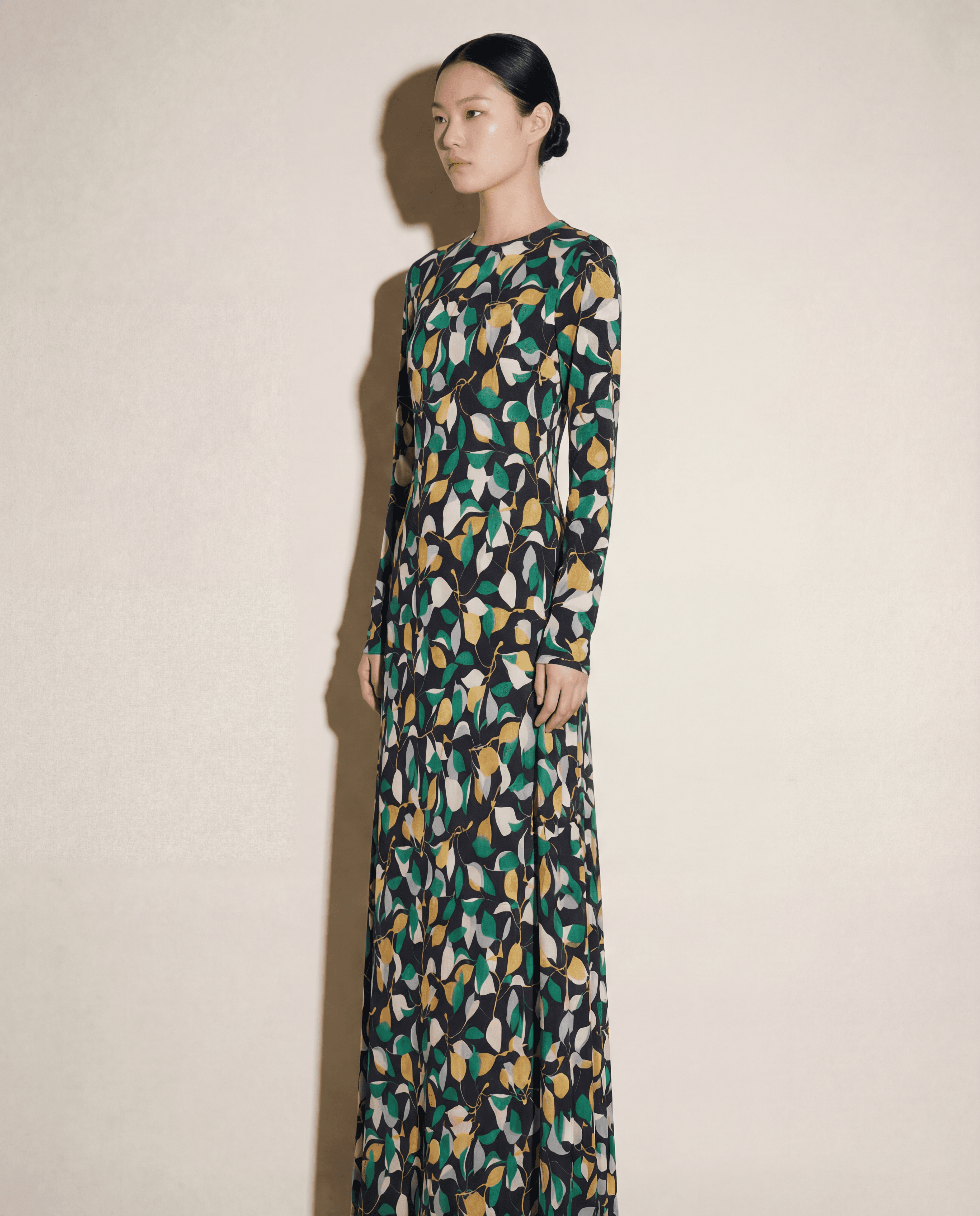 Botanical Leaf & Lemon Print Maxi Dress.