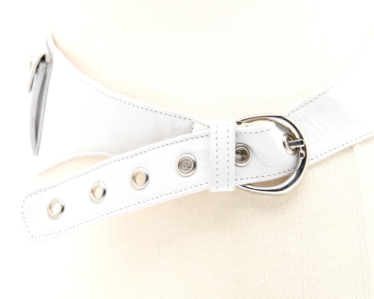 Gimaguas asymmetrical belt with dual pockets and silver hardware contemporary fashion piece