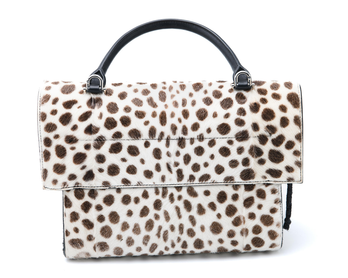 Riccardo Tisci Givenchy Horizon bag with animal print fur and architectural silhouette