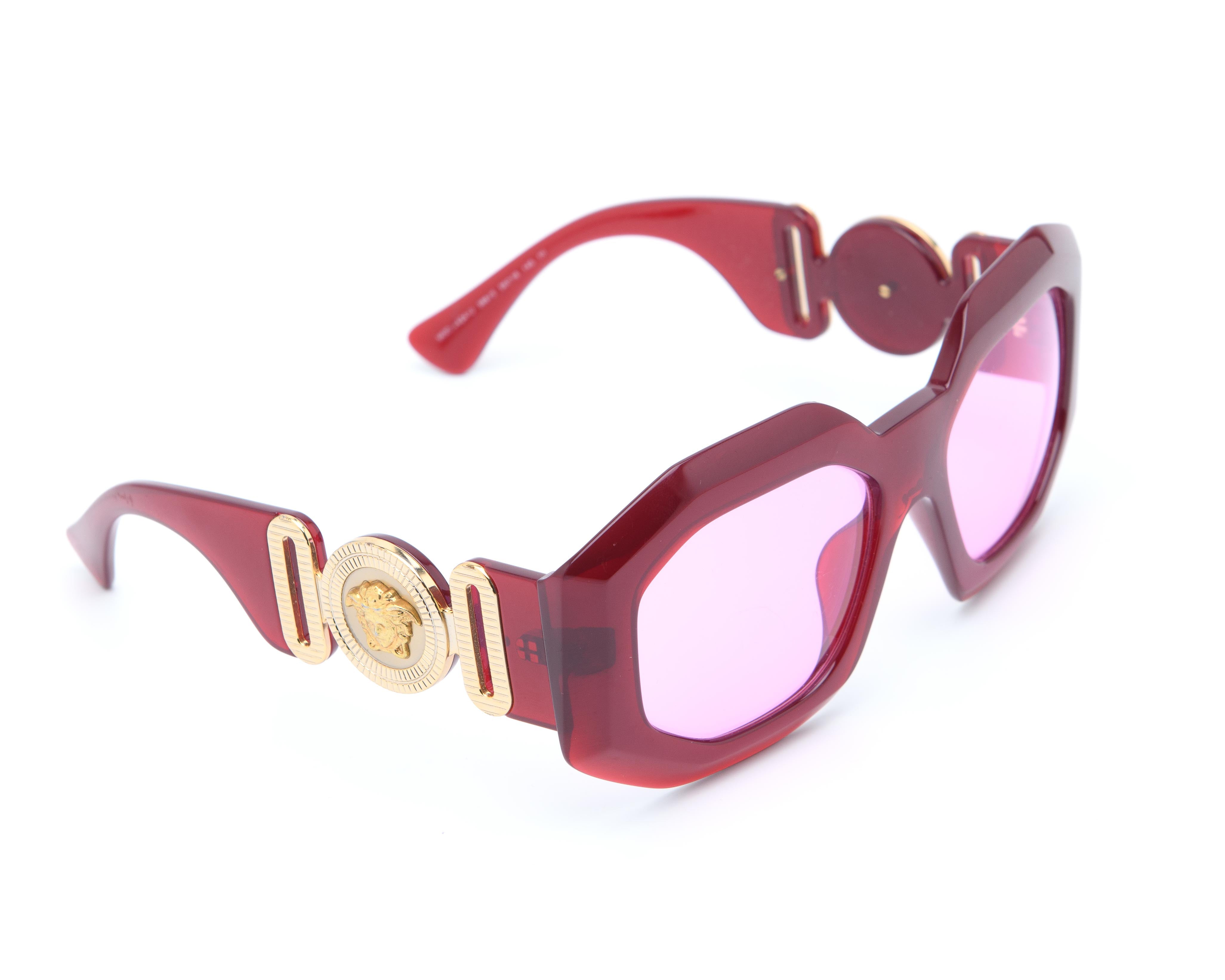 Versace Biggie squared sunglasses with gold Medusa accents and angular frame | luxury fashion accessory