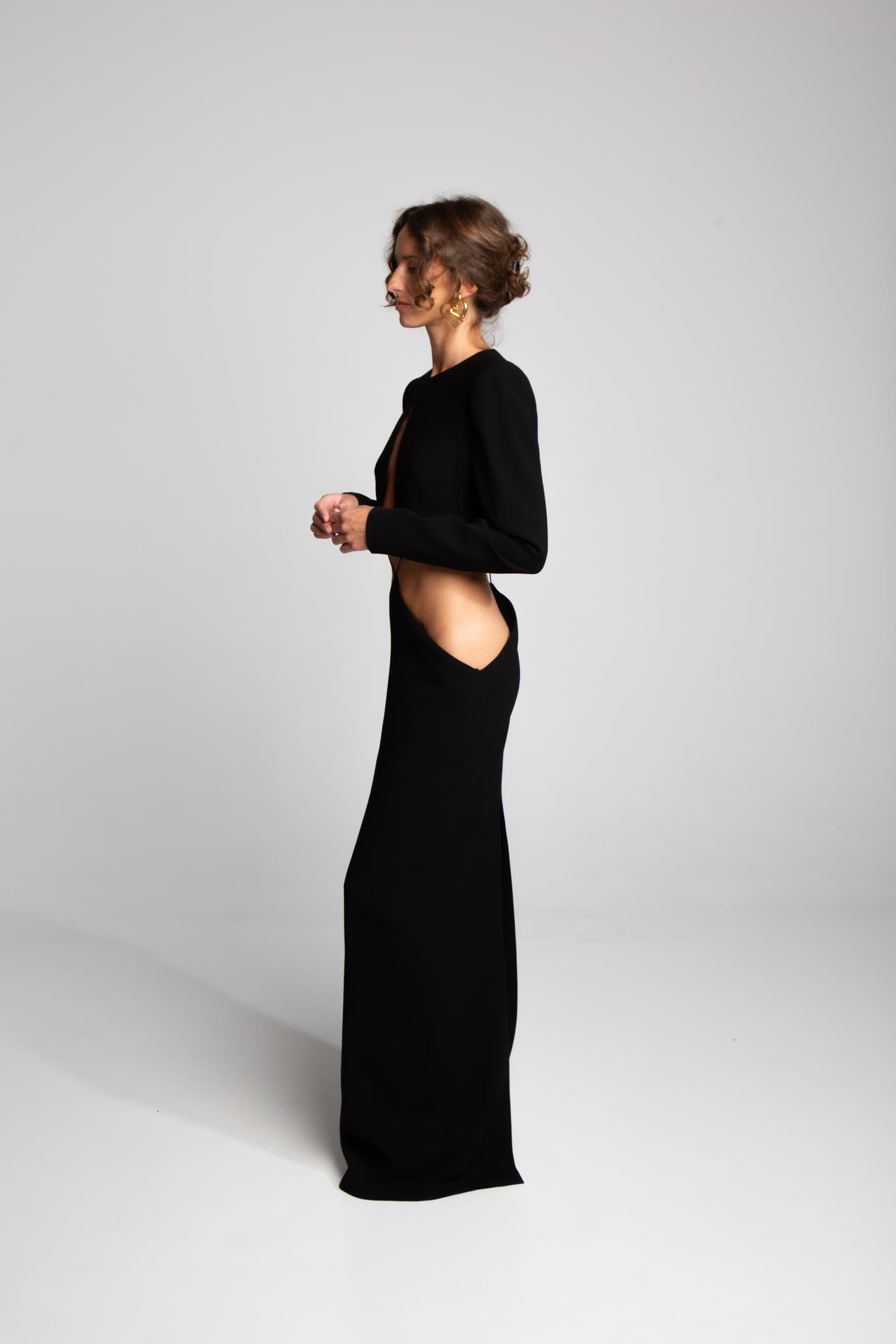 Monot gown with bolero-style bodice and minimalist design
