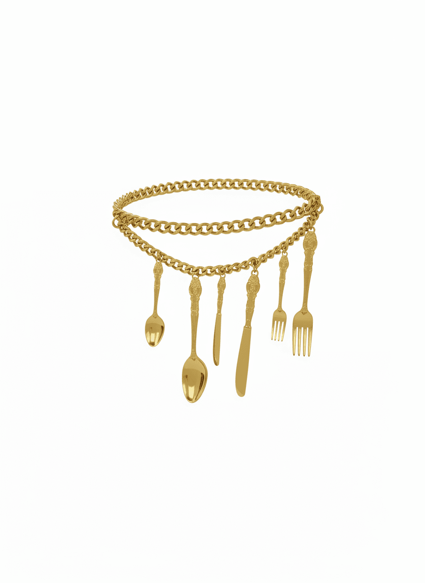 Vintage Moschino Couture gold charm waist belt
