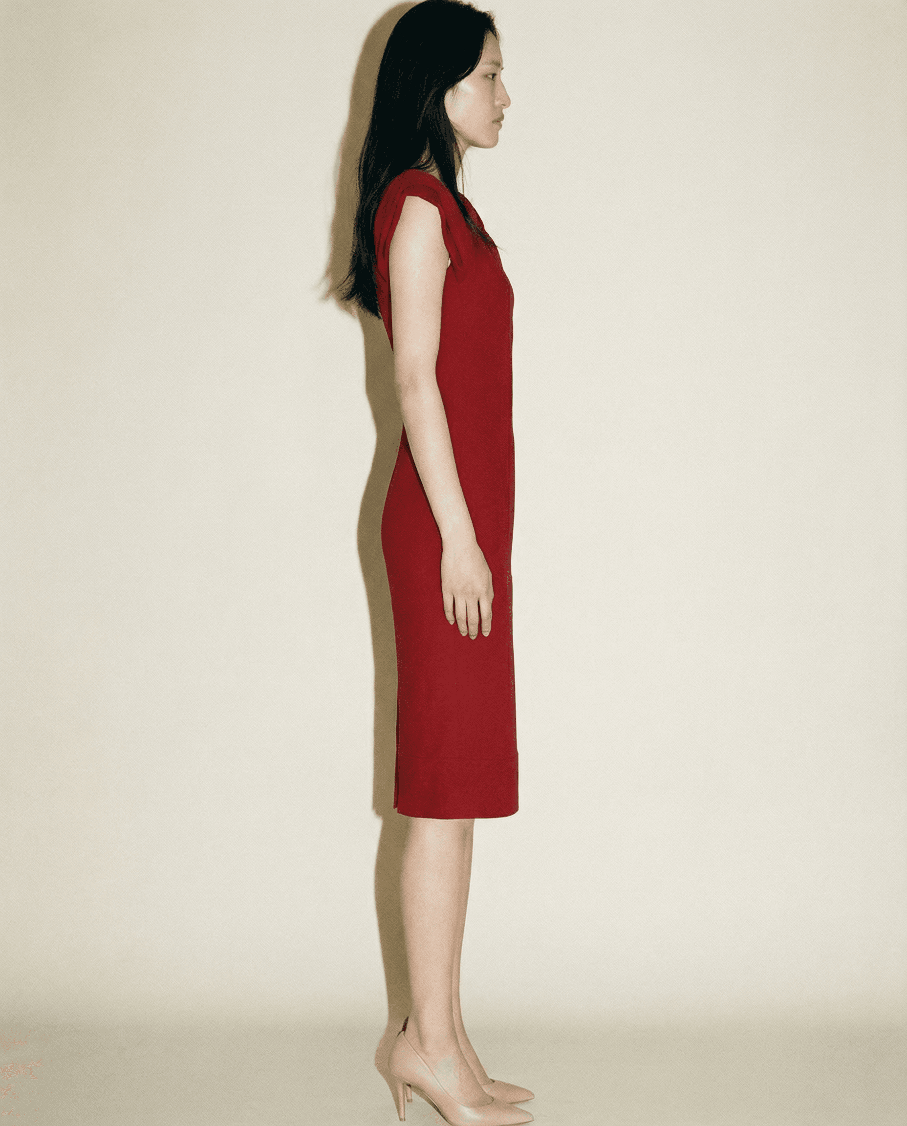 Prada red asymmetrical dress FW2012 with shoulder bow detail Mezzanotte Madrid