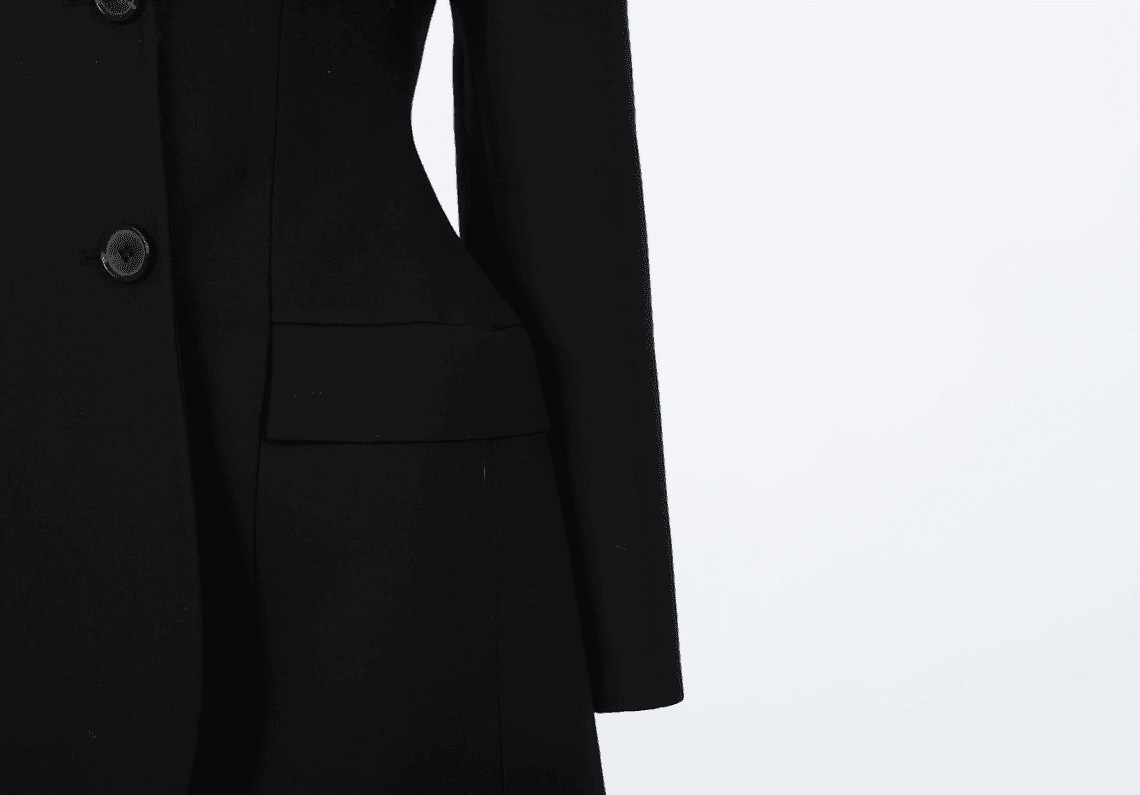 Contemporary black blazer with elongated hourglass cut