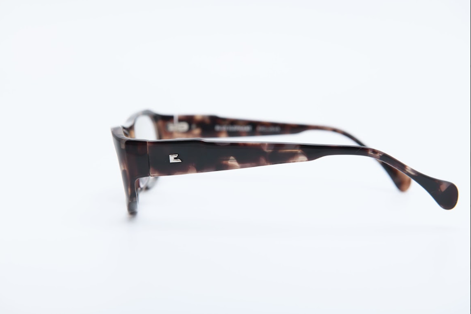 Rectangular tortoiseshell acetate glasses with clear lenses | contemporary designer eyewear