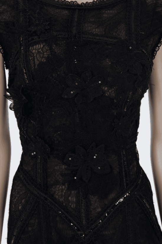 Elie Saab archival gown with transparent lace overlay and elegant silhouette Mezzanotte Madrid